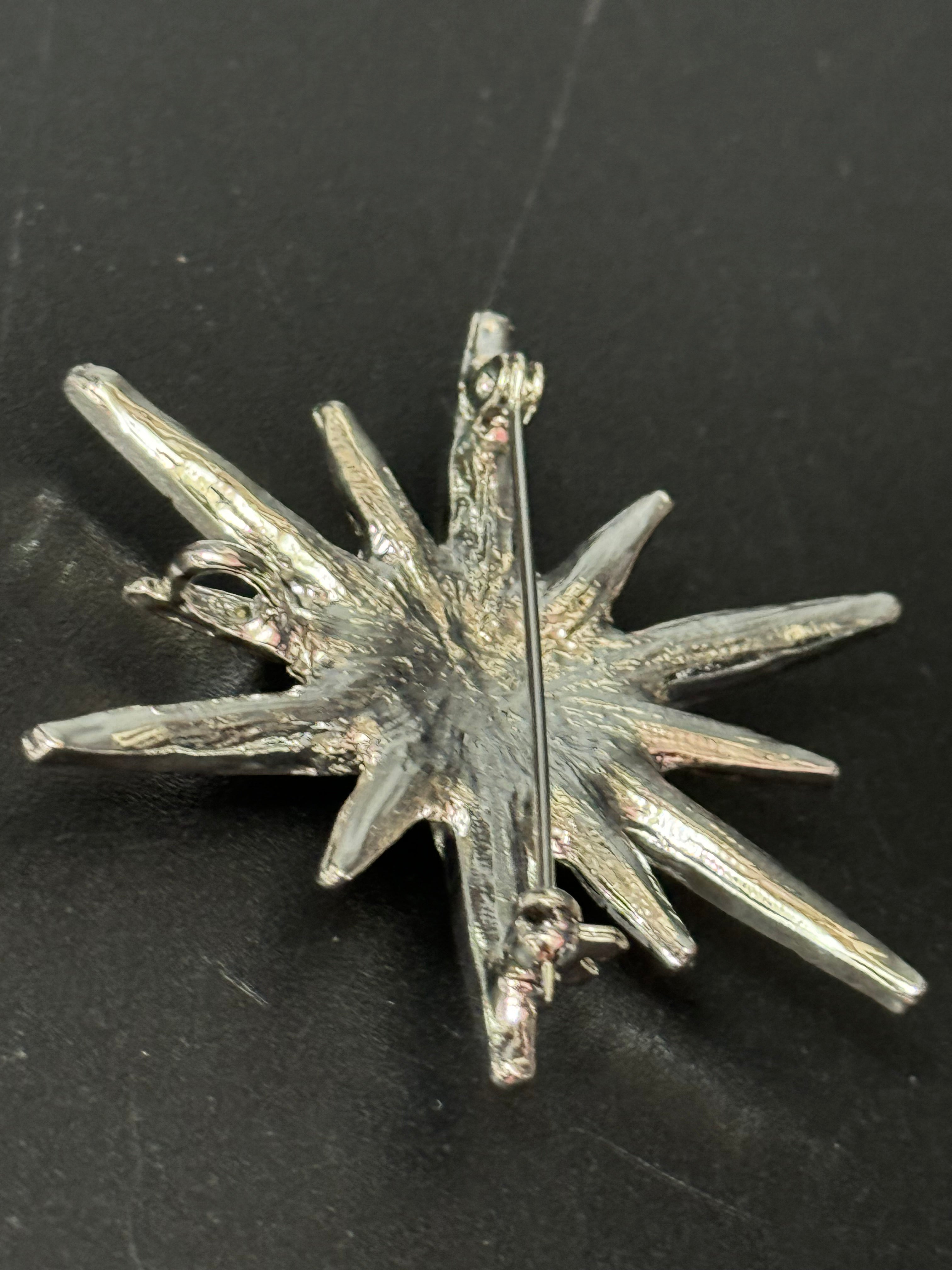 Large silver and clear diamanté combination star brooch and pendant