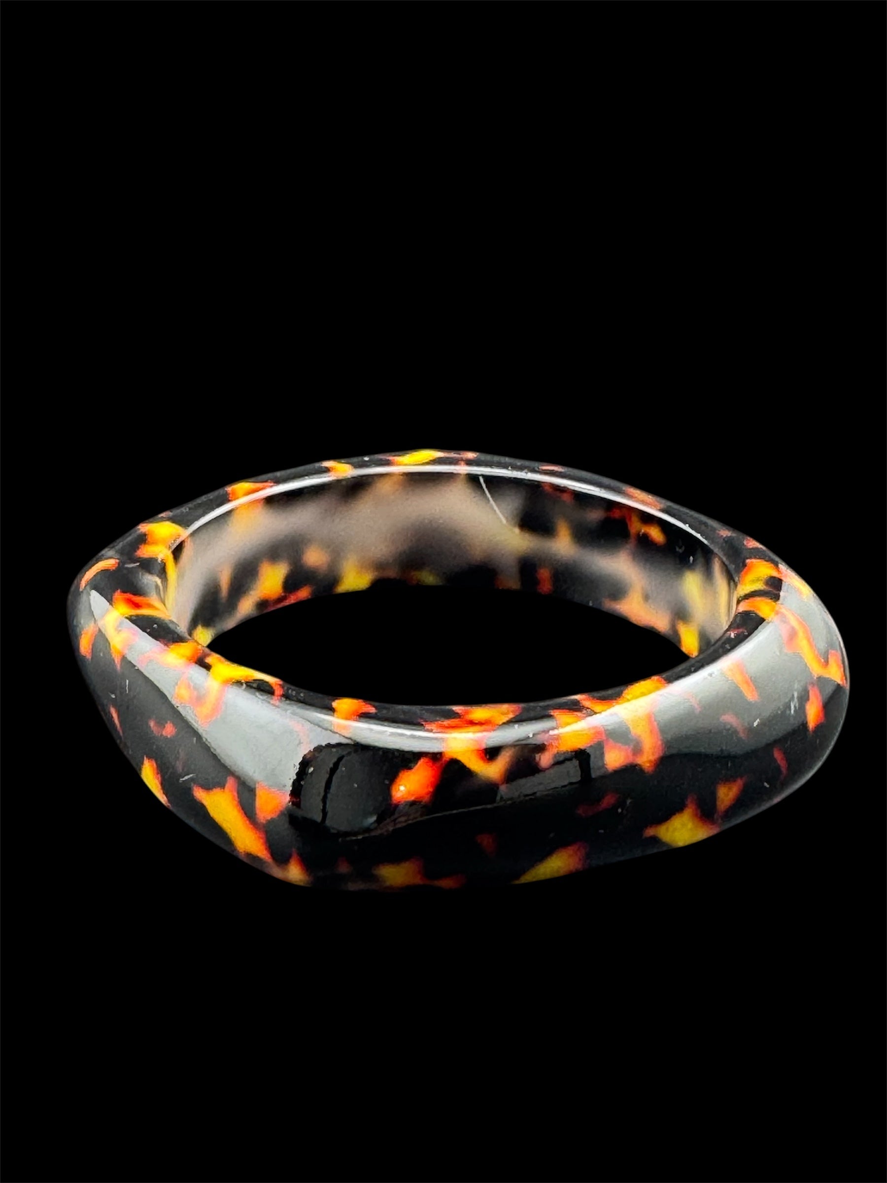 Wide acrylic brown faux tortoiseshell bangle bracelet, leopard print abstract geometric