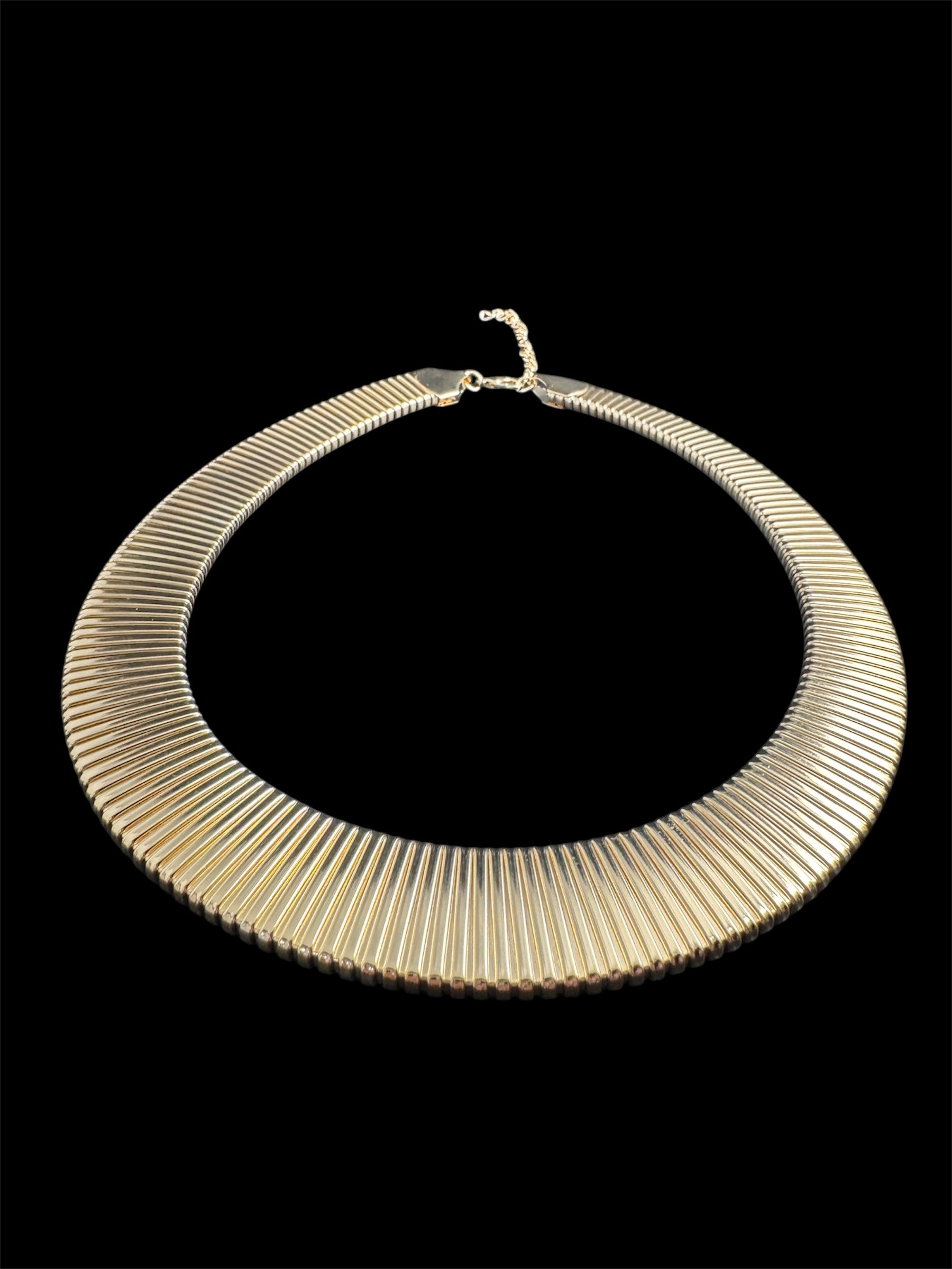 Gold wide omega choker necklace, classic fashion statement necklace