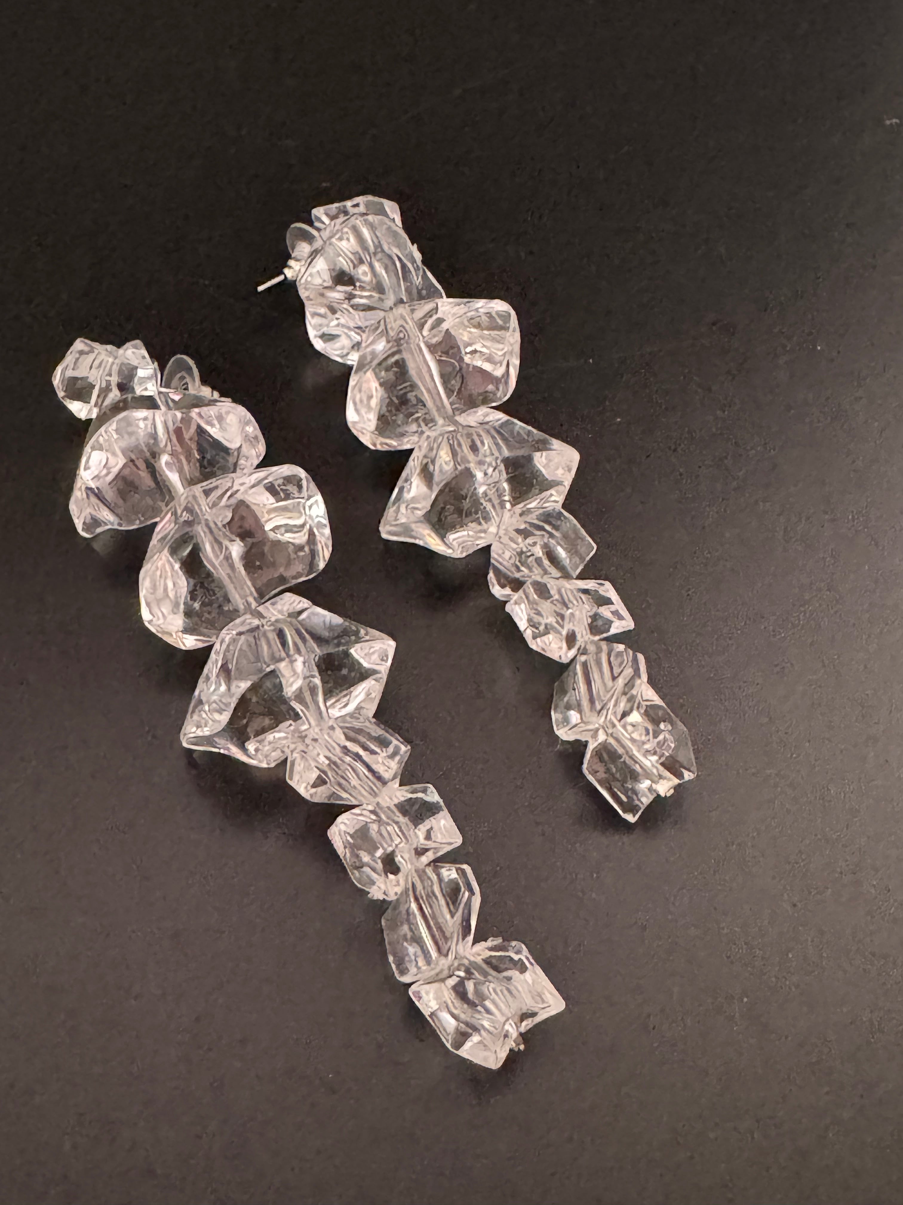 Crystal ice long drop glacier earrings