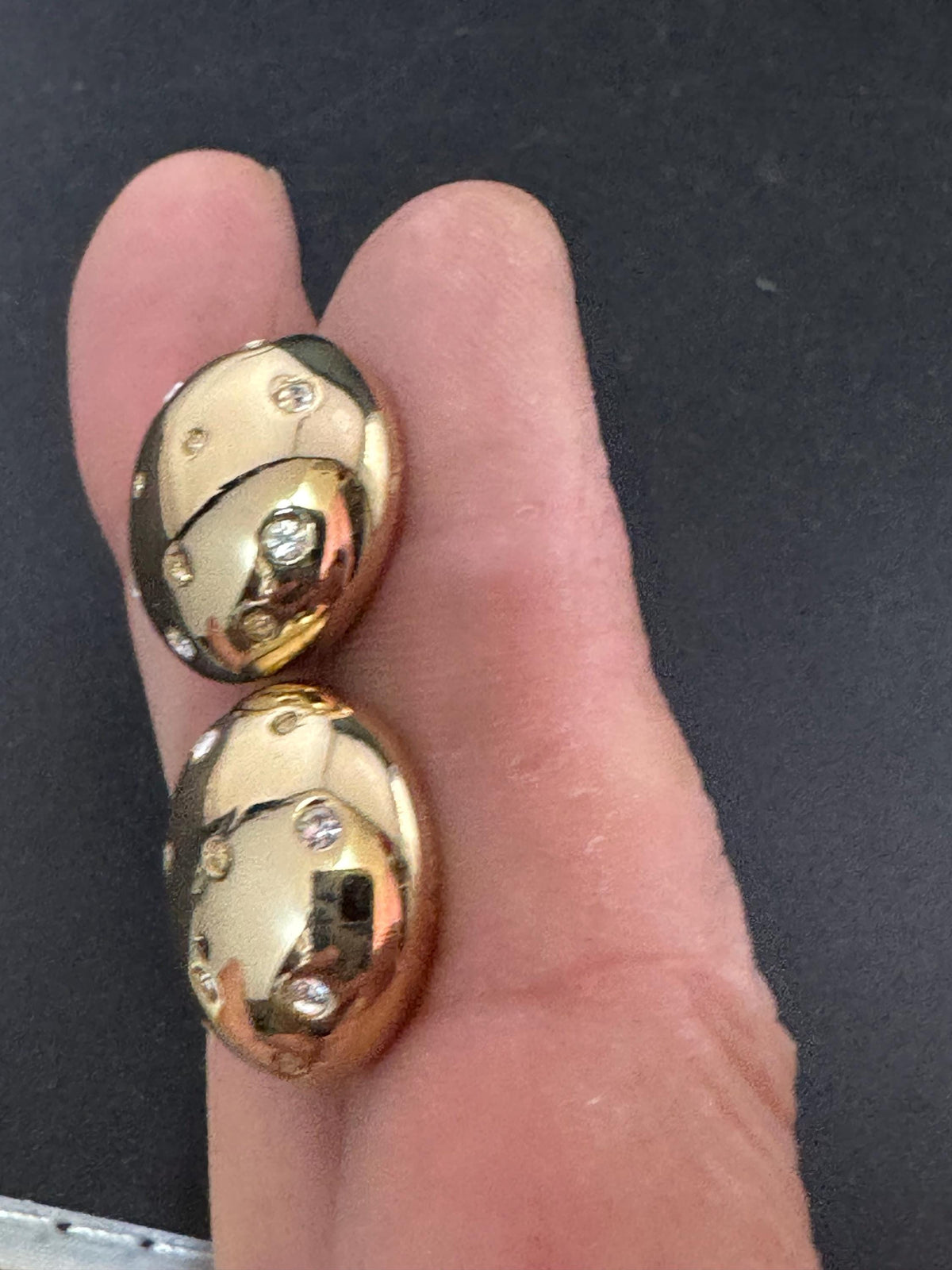 Grosse Clip On Earrings, Gold Plated Domed Rhinestone Vintage Studs