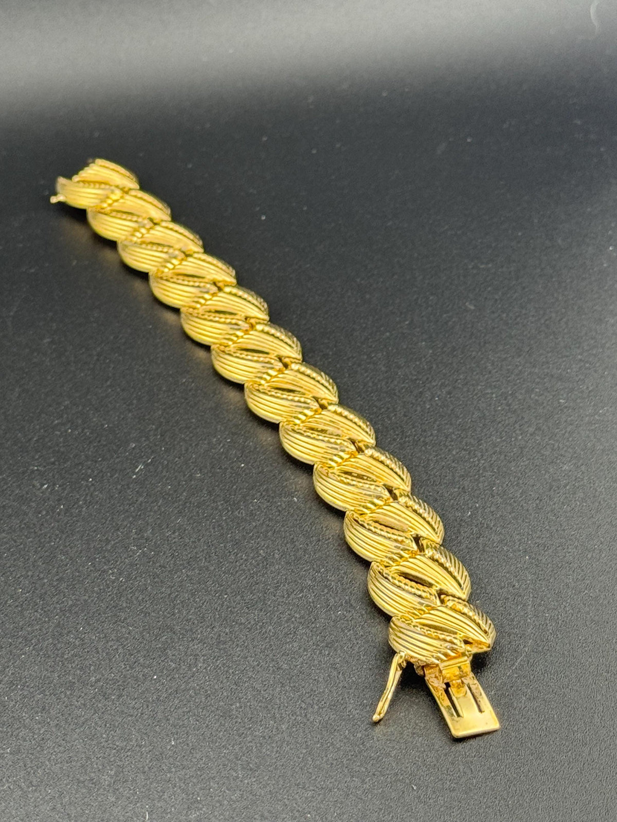 Grosse Gold Bracelet, Signed Vintage Panel Cuff, 19.5Cm