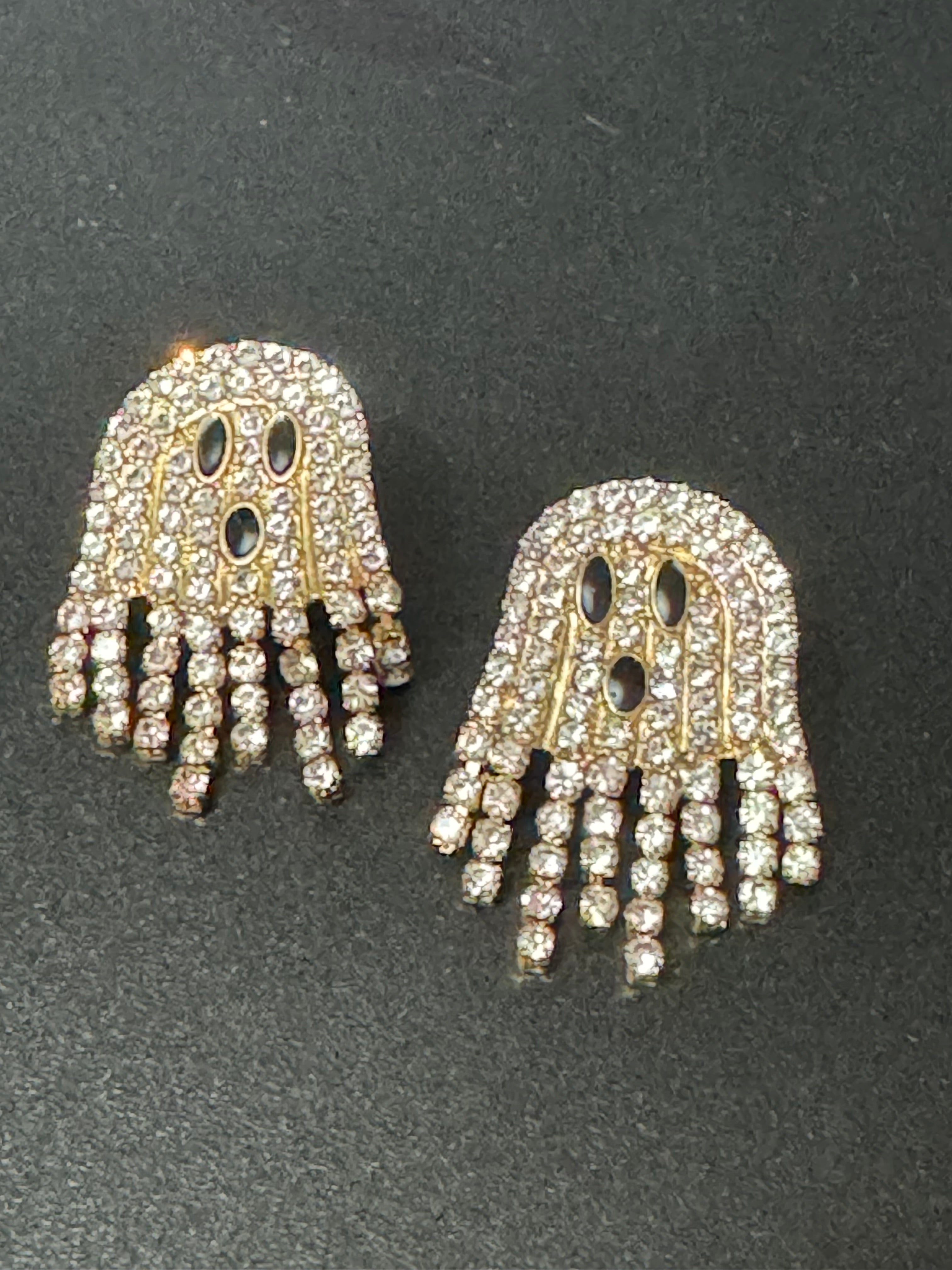 Articulated Spooky crystal diamanté ghost earrings for Halloween