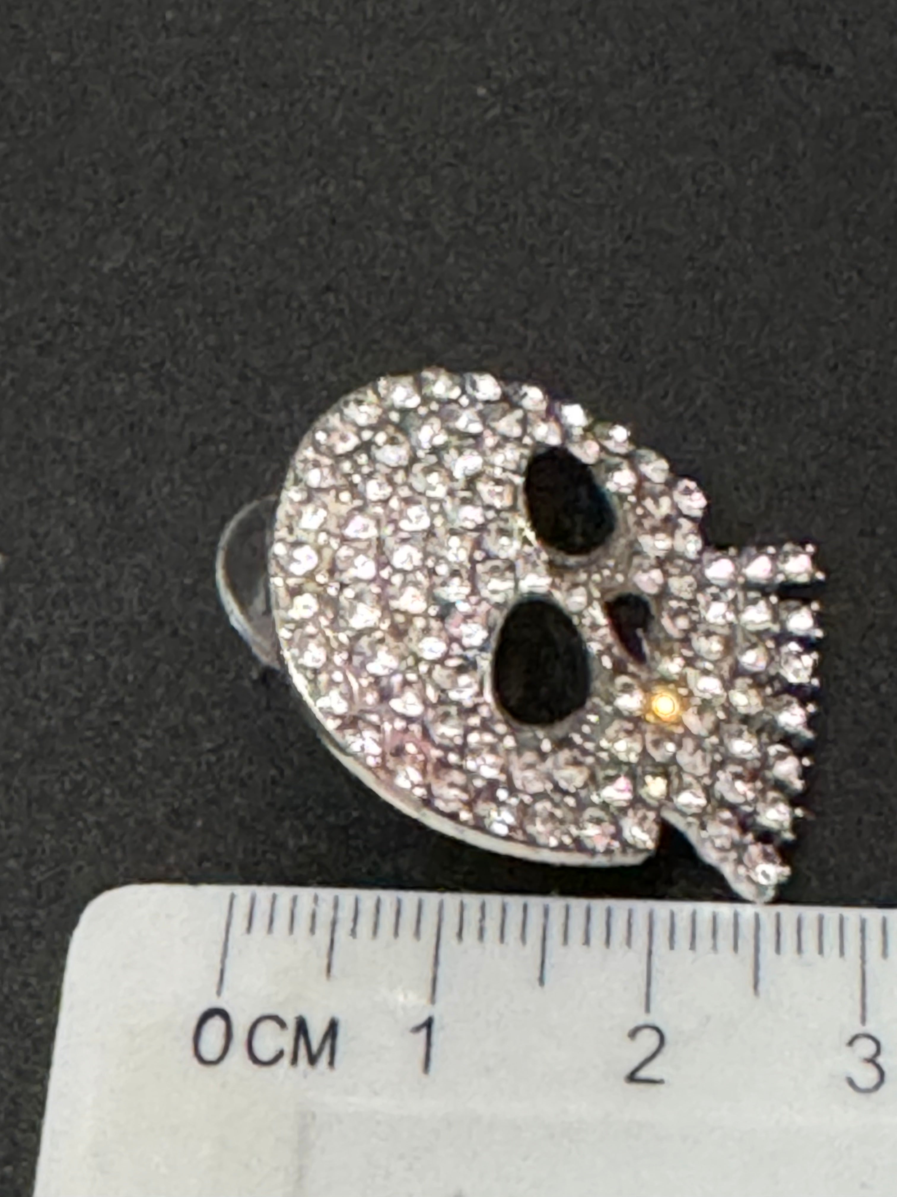 Spooky crystal diamanté skeleton skull earrings for Halloween