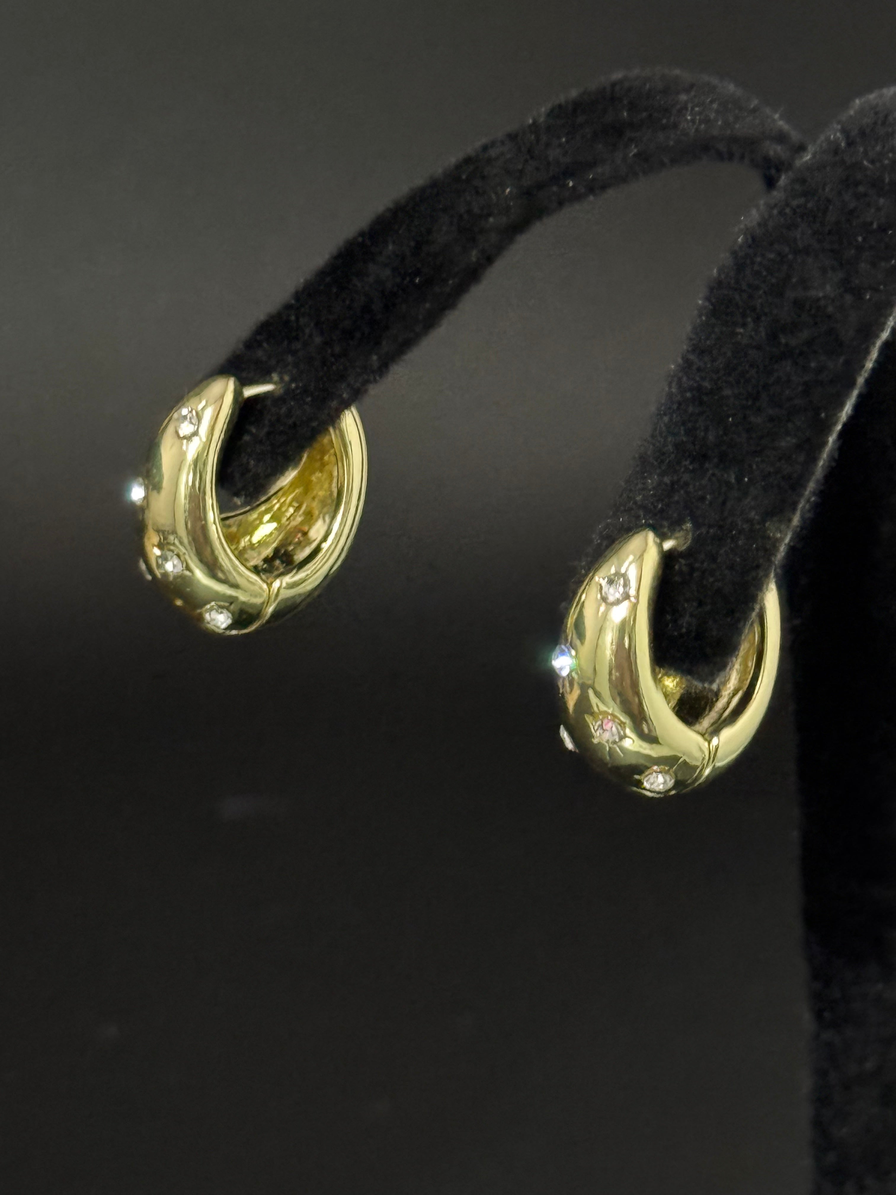 Clear diamante star cut CZ diamanté small wide hoop earrings