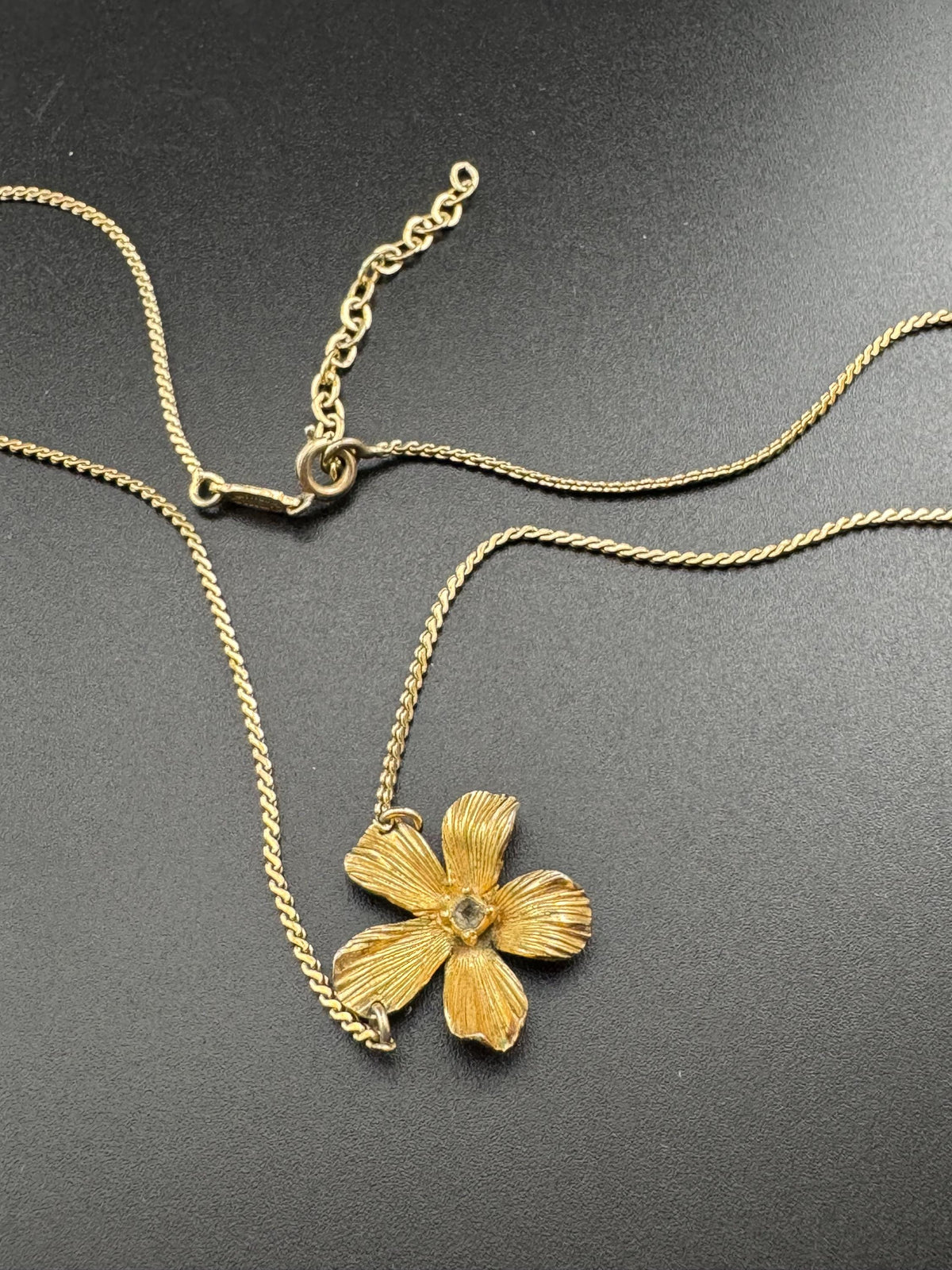 Grosse Flower Necklace, Gold Plated Rhinestone Pendant, 39-43 Cm