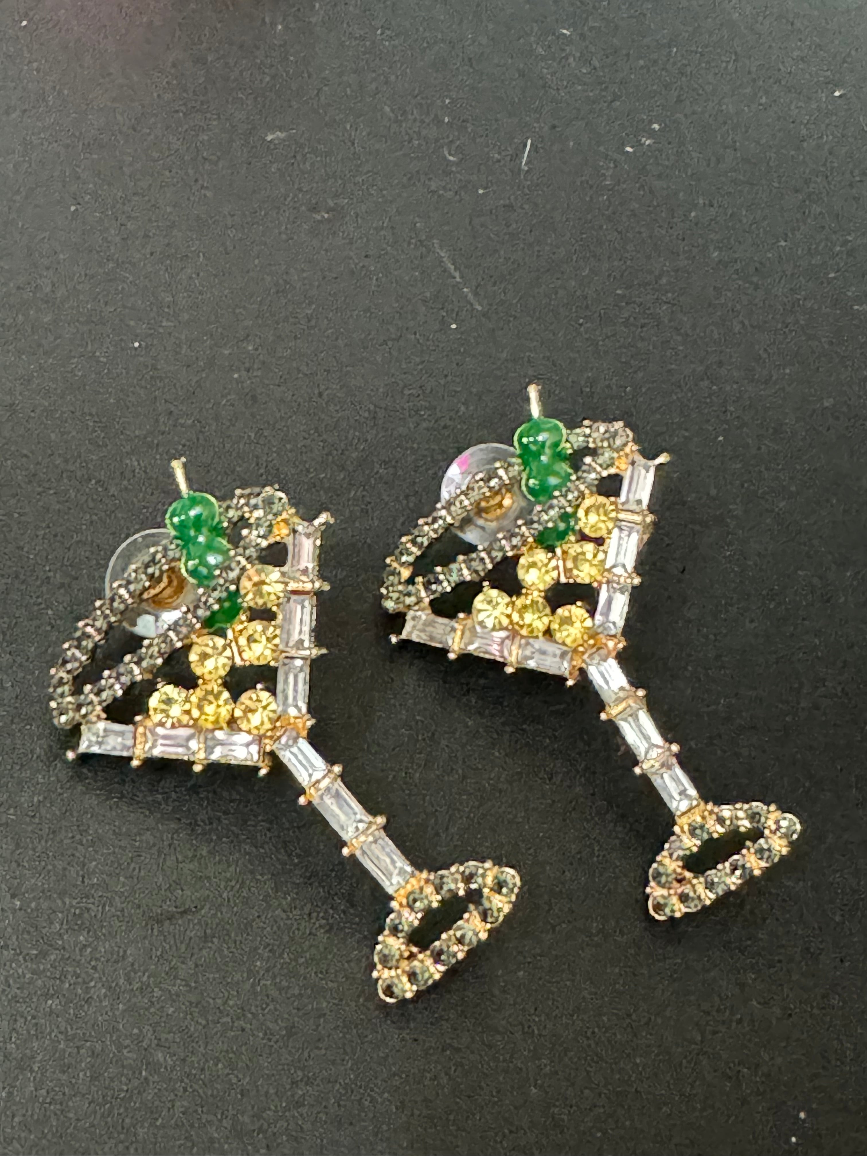 Novelty oversized diamanté crystal gin champagne cocktail earrings