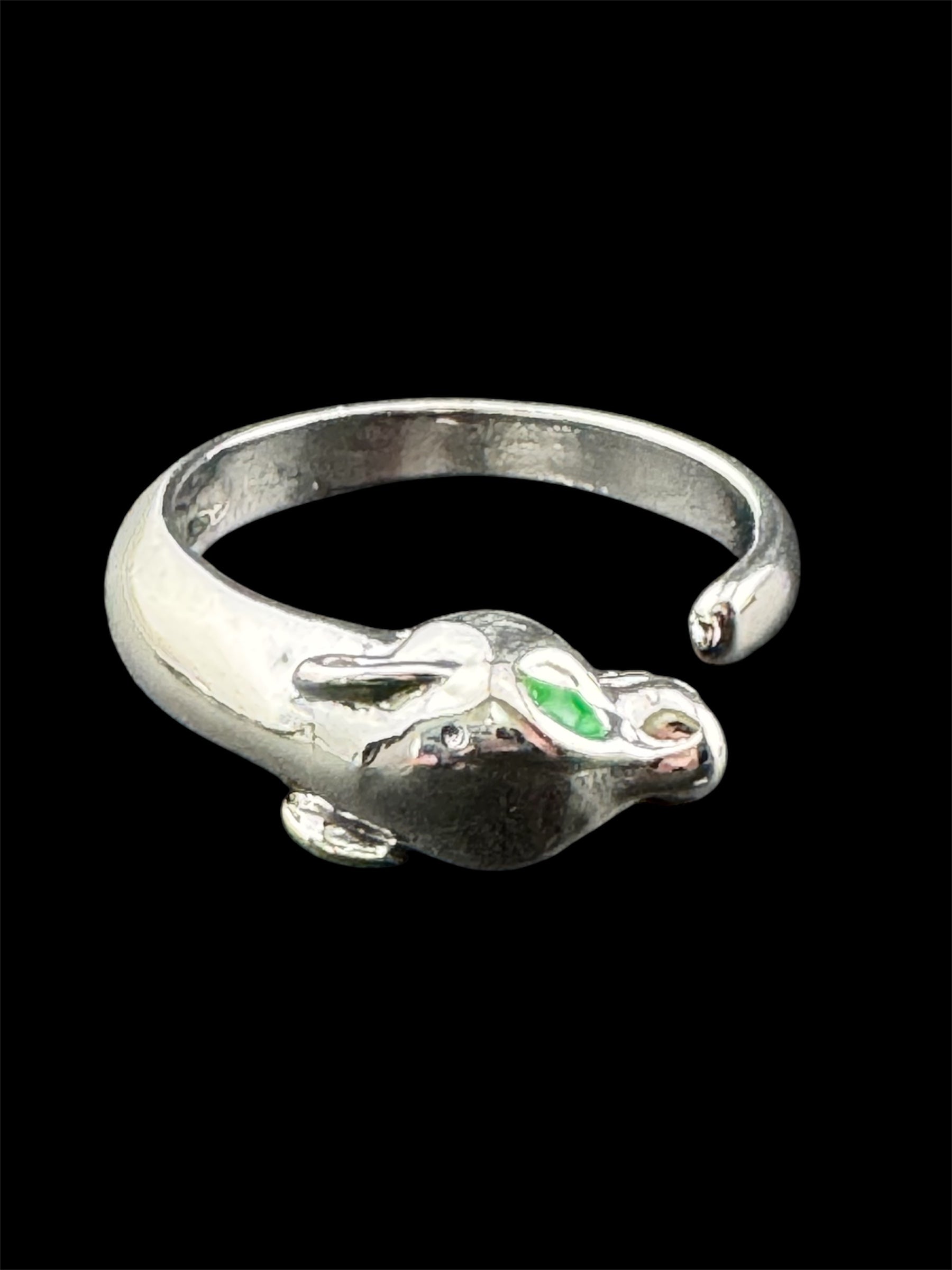 Silver plated big cat leopard adjustable ring