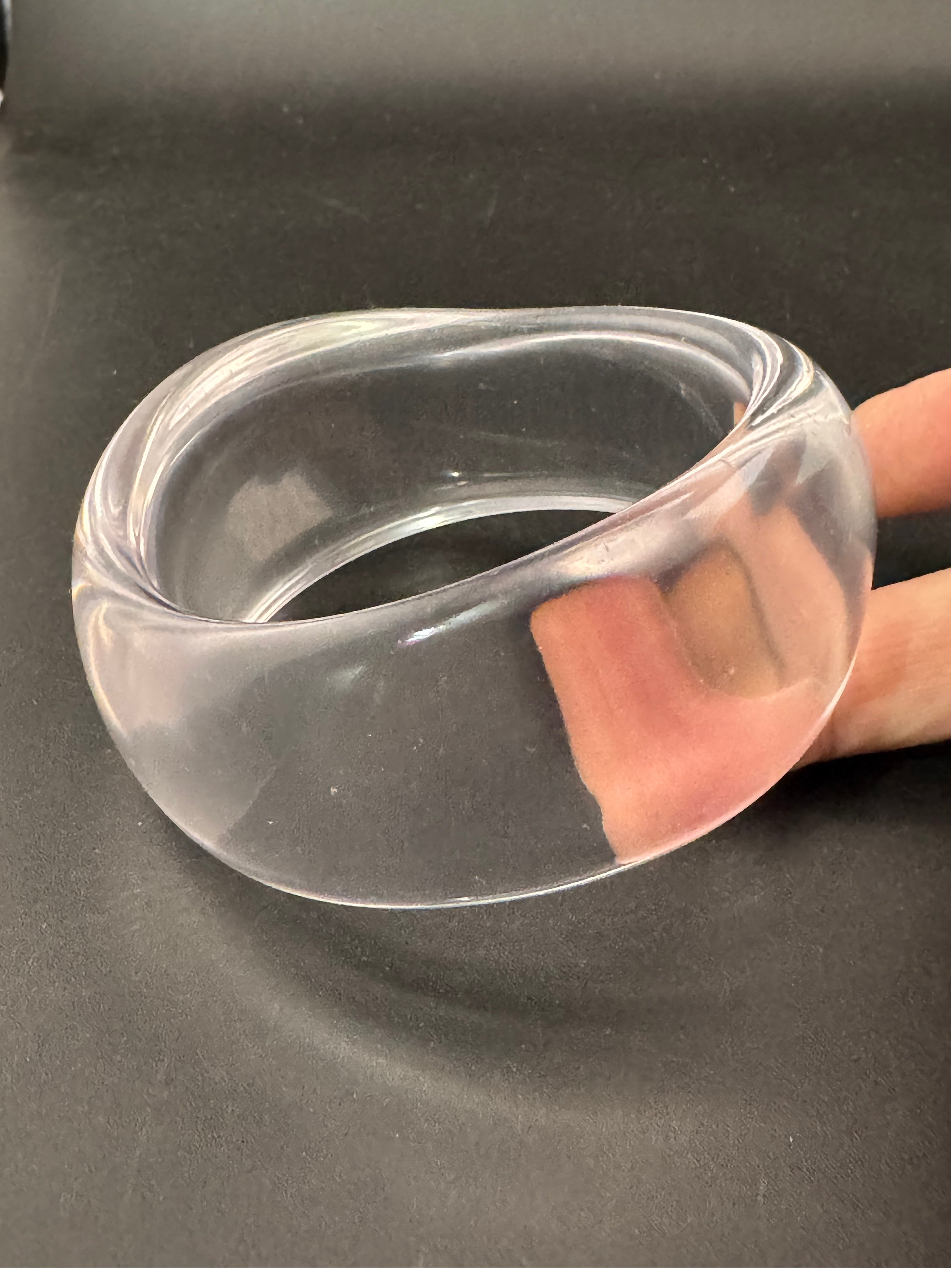 Chunky clear acrylic abstract wide bangle