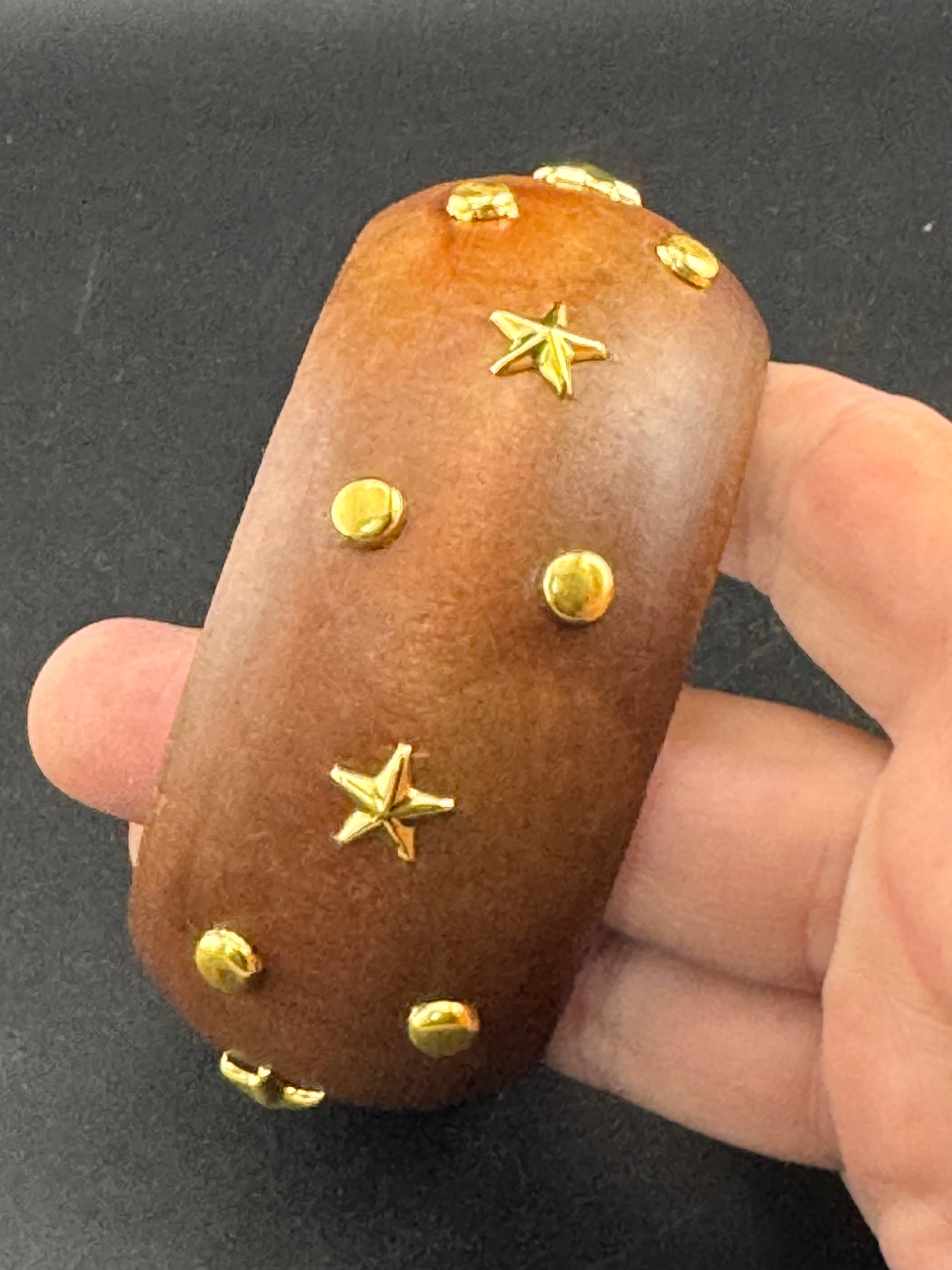 Oversized wide designed star and stud wooden bangle