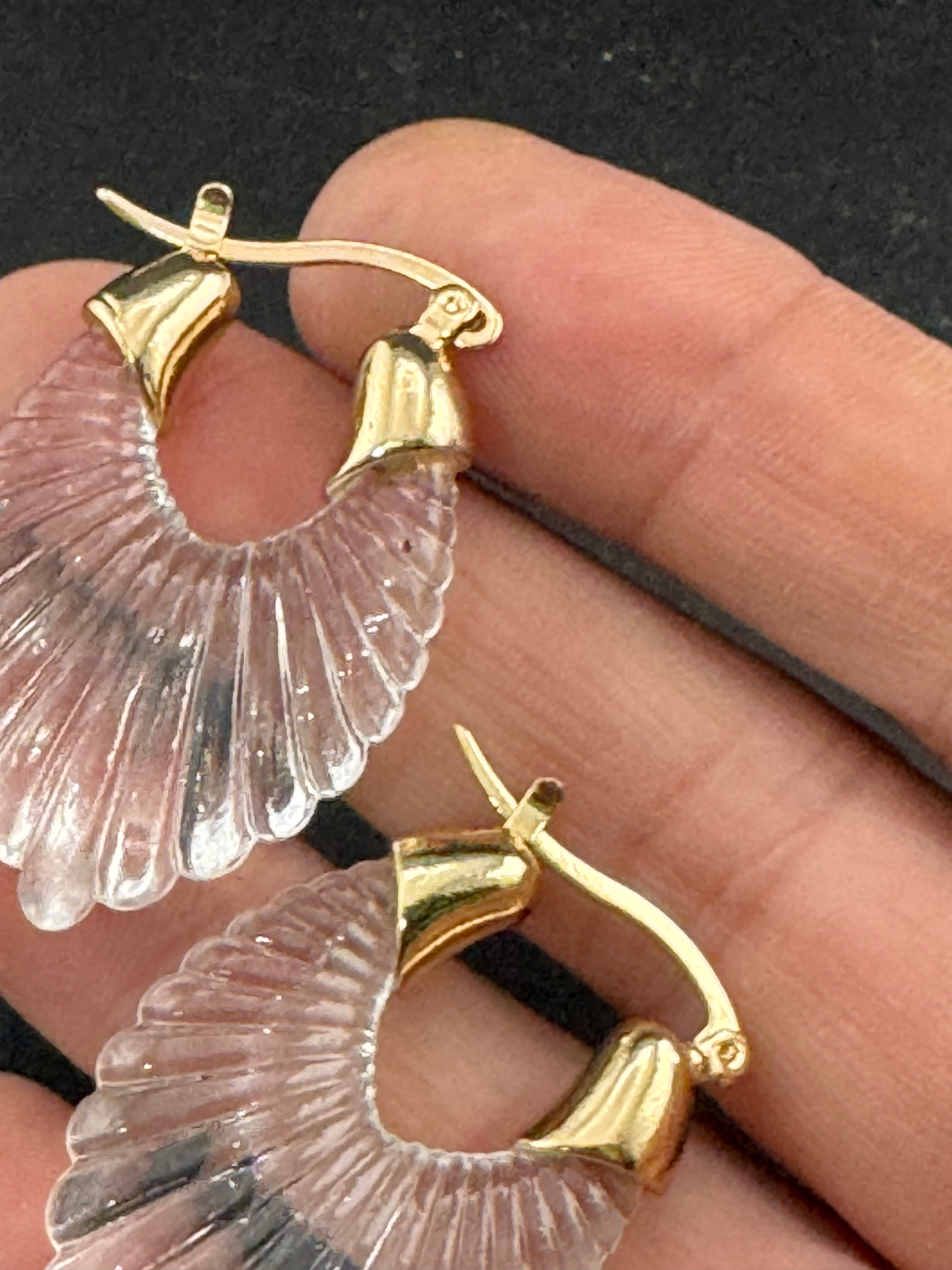 clear acrylic gold tone pierced drop earrings