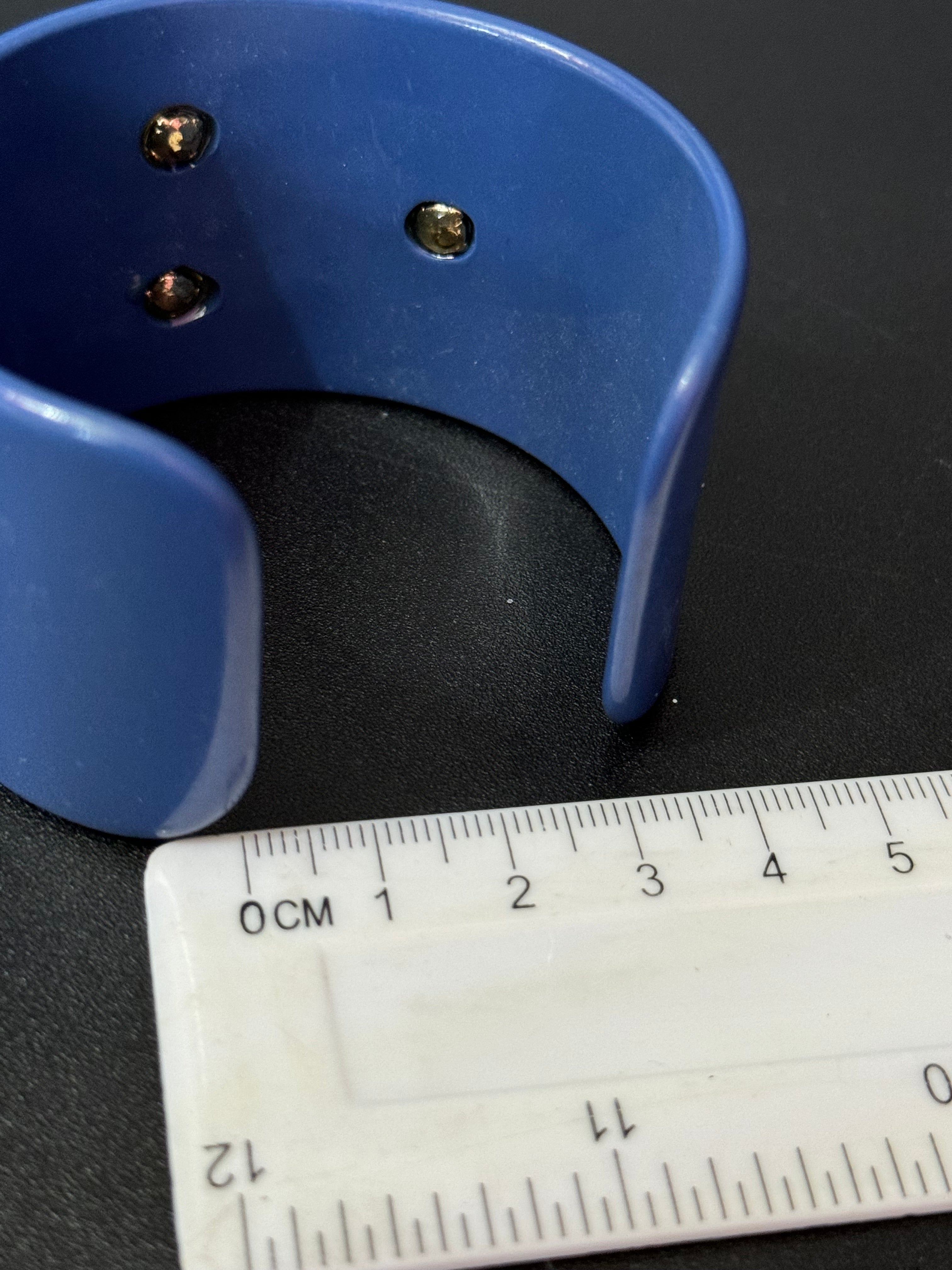 Gold crystal frog ornate Navy blue wide acrylic cuff bangle