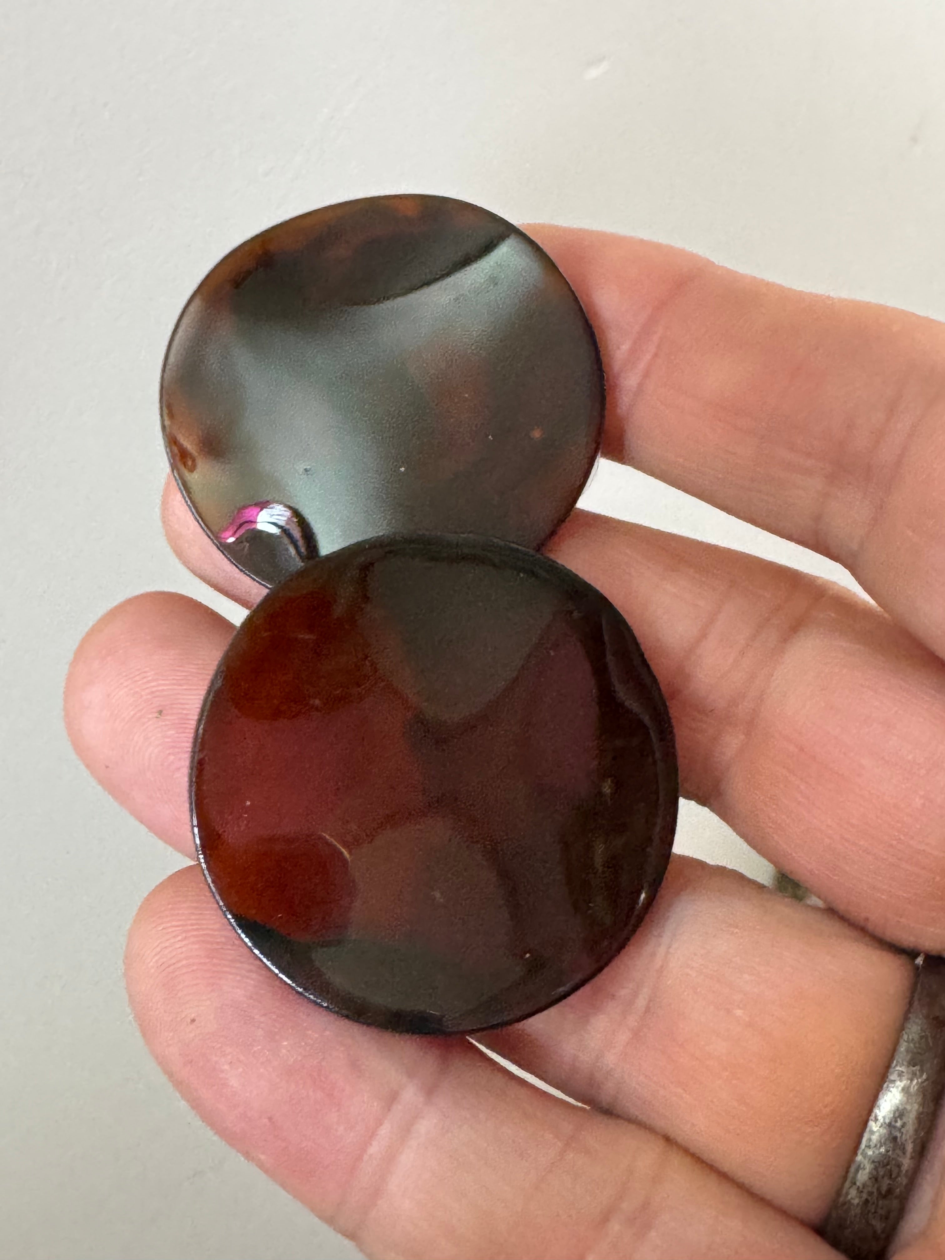 Large tortoiseshell disc earrings