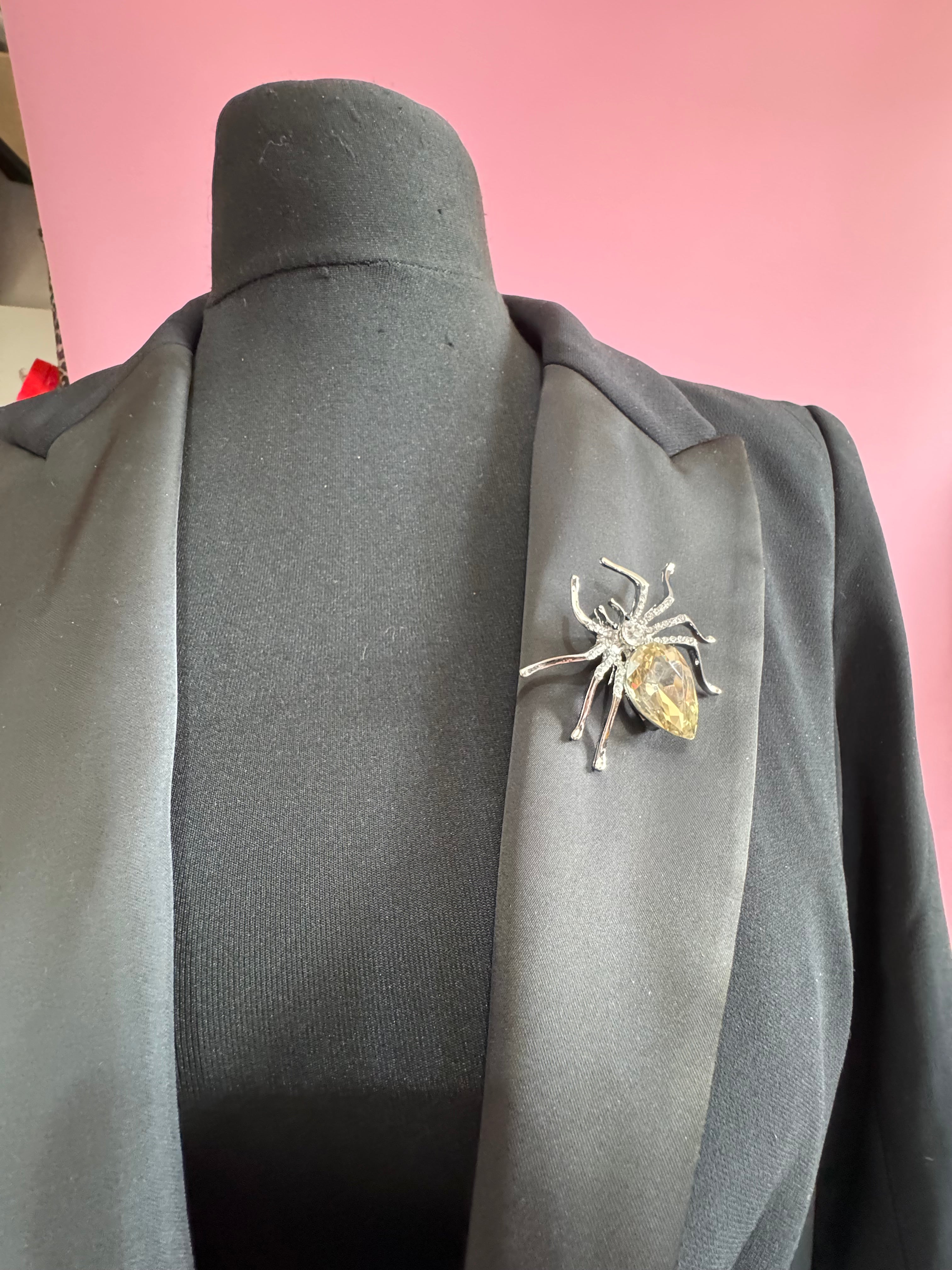 Large spider bug brooch with citrine diamanté