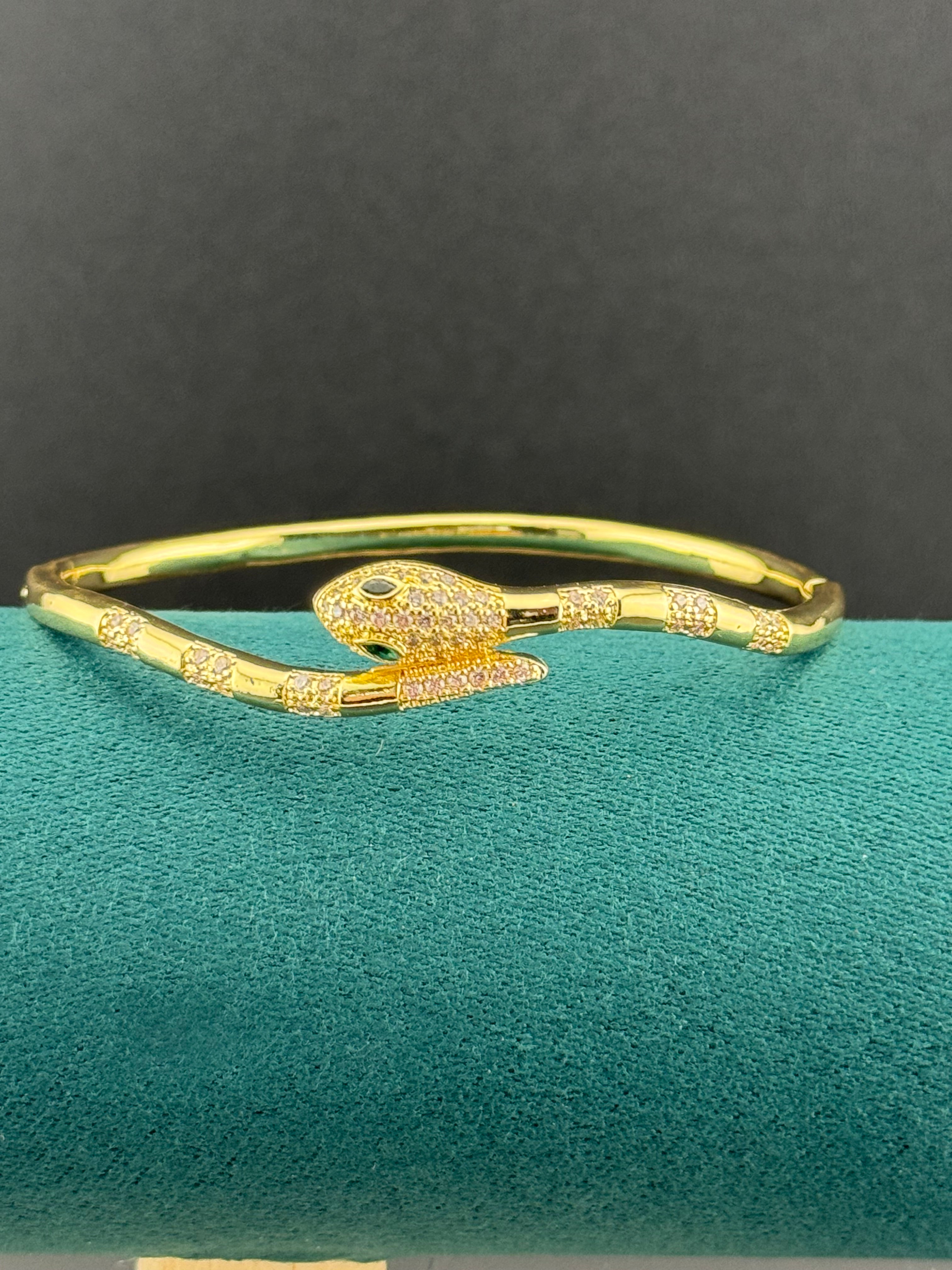 Hinged Gold plated CZ crystal diamanté snake bangle bracelet