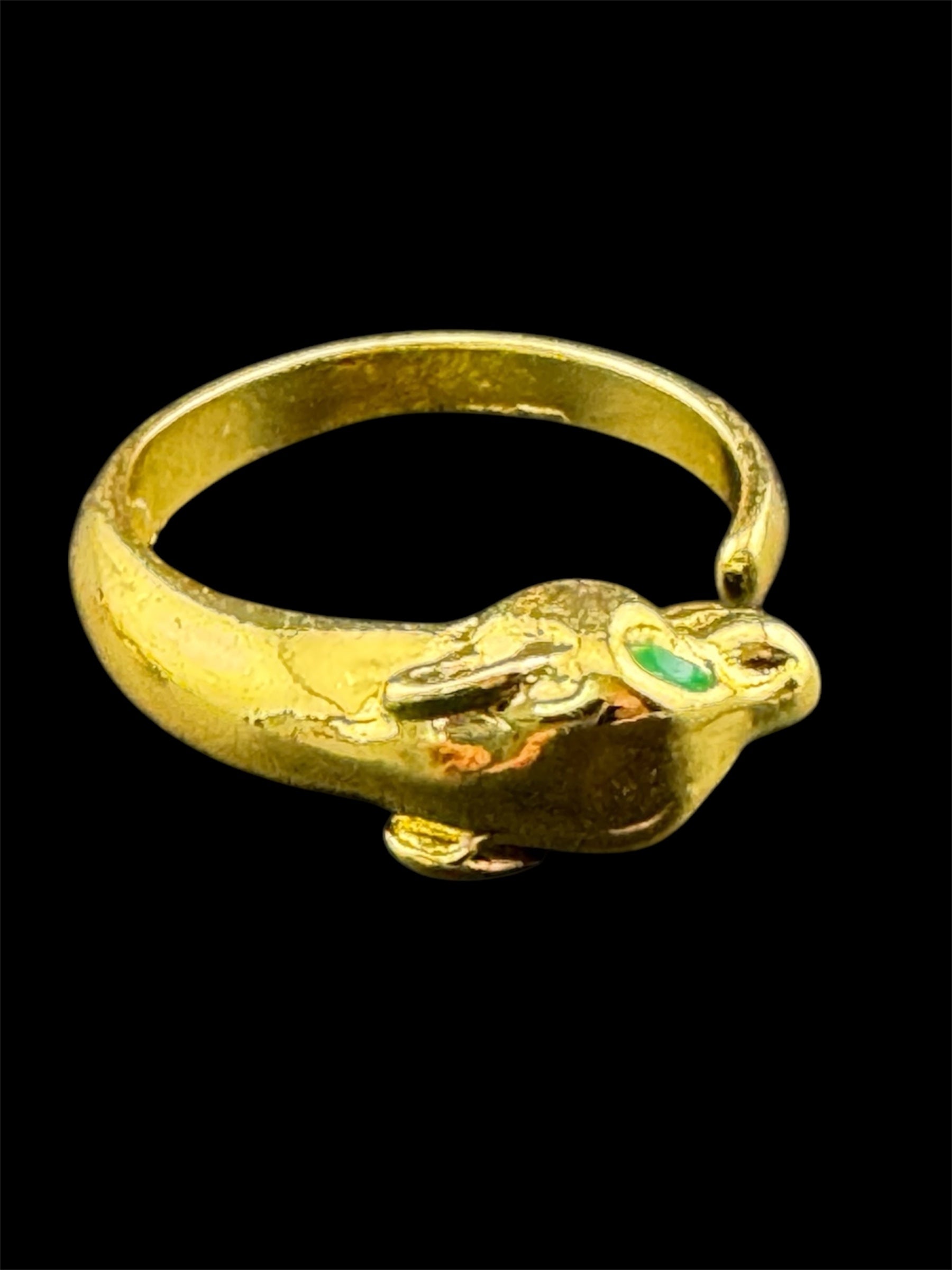 Gold plated big cat leopard adjustable ring