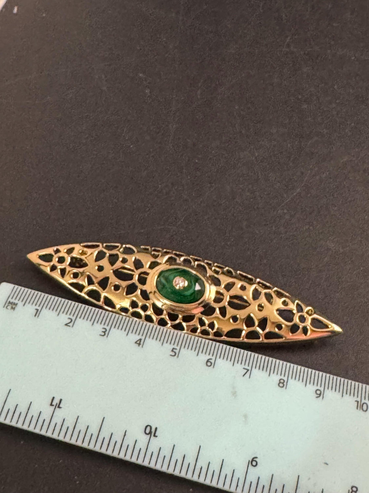 Vintage Grosse Brooch, 1980s Green Rhinestone German Designer Pin