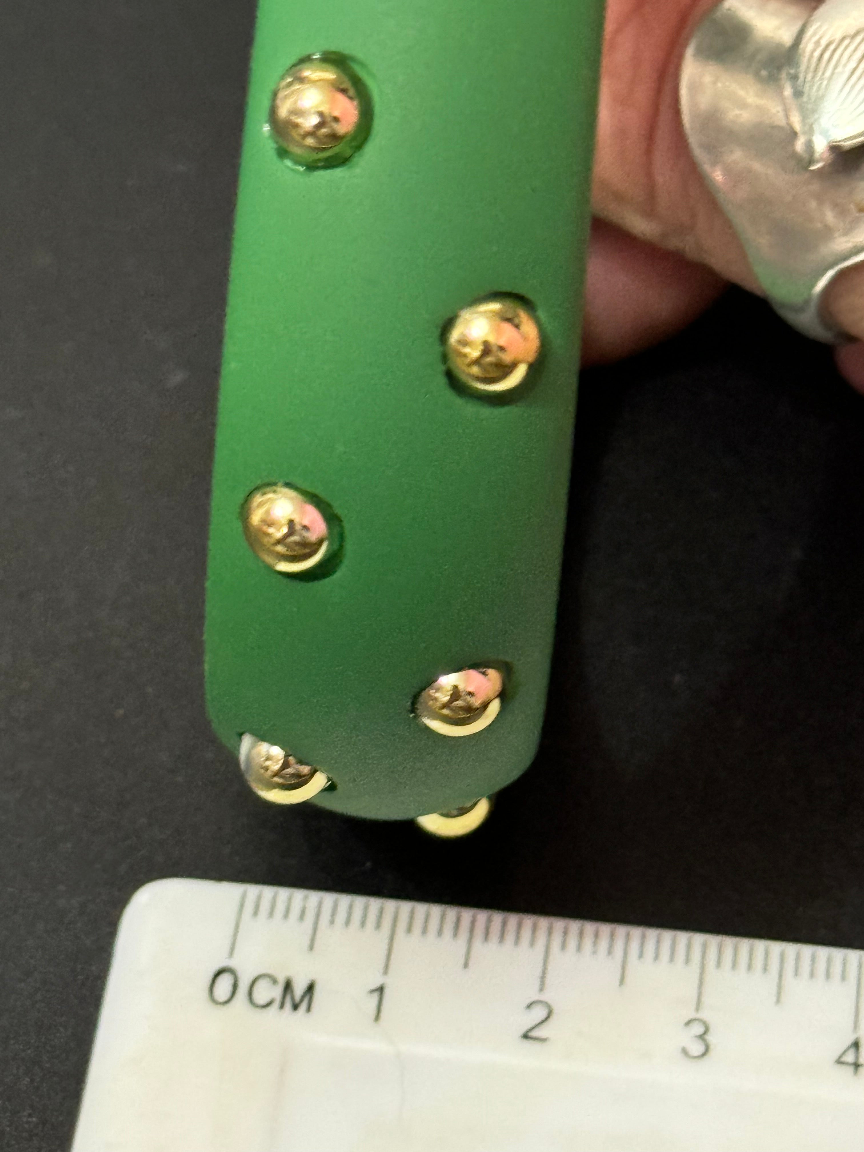 Bright Matt Green gold metal studded wide plastic bangle