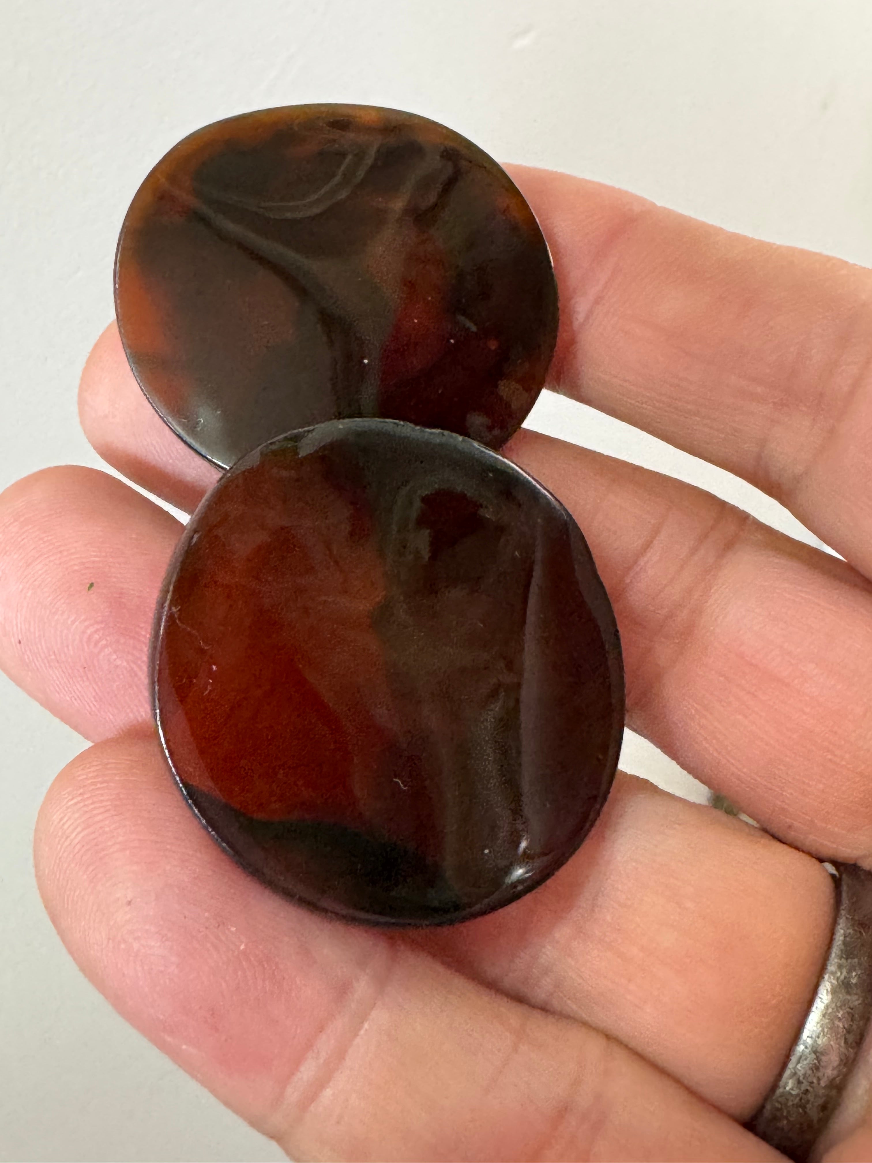 Large tortoiseshell disc earrings