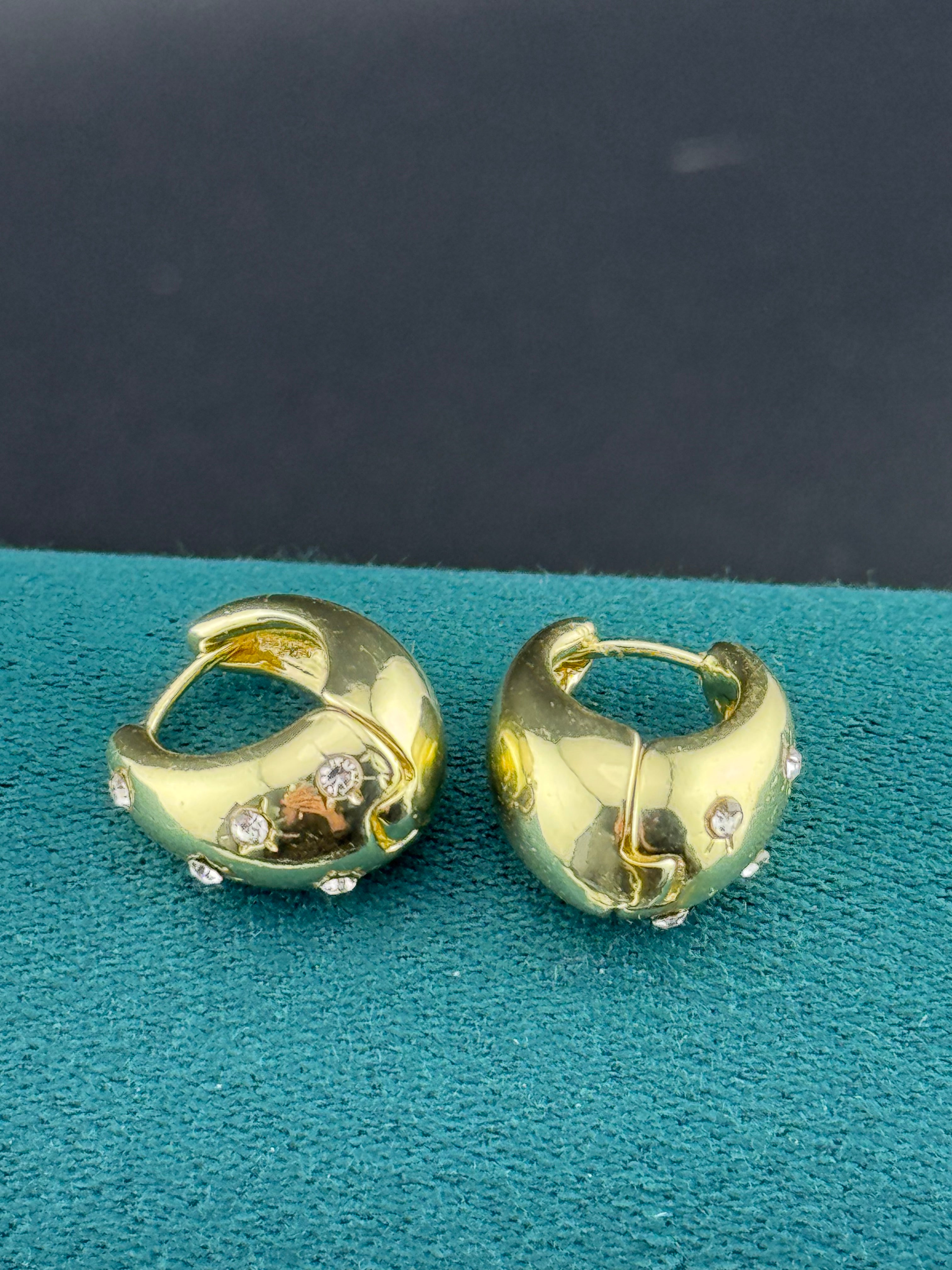 Clear diamante star cut CZ diamanté small wide hoop earrings