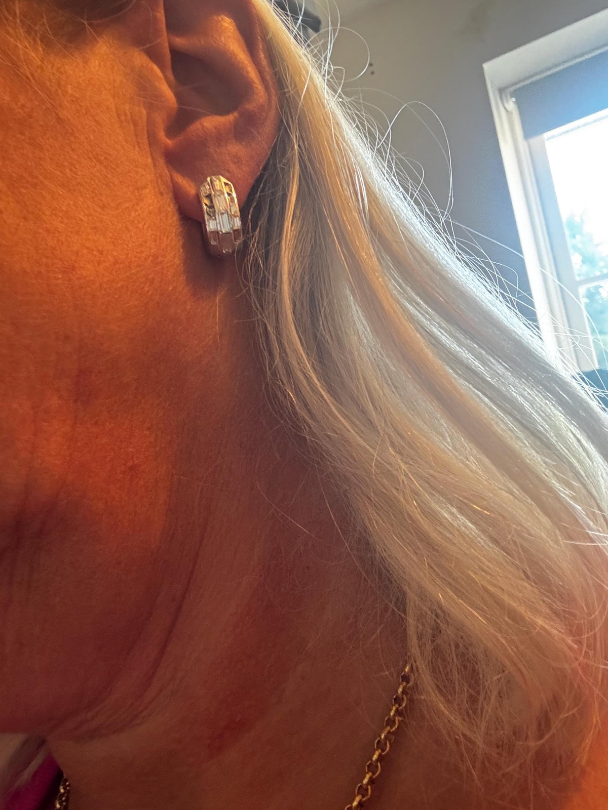 Vintage Givenchy Earrings, Hoop Clip-Ons, Crystal, Silver-Plated