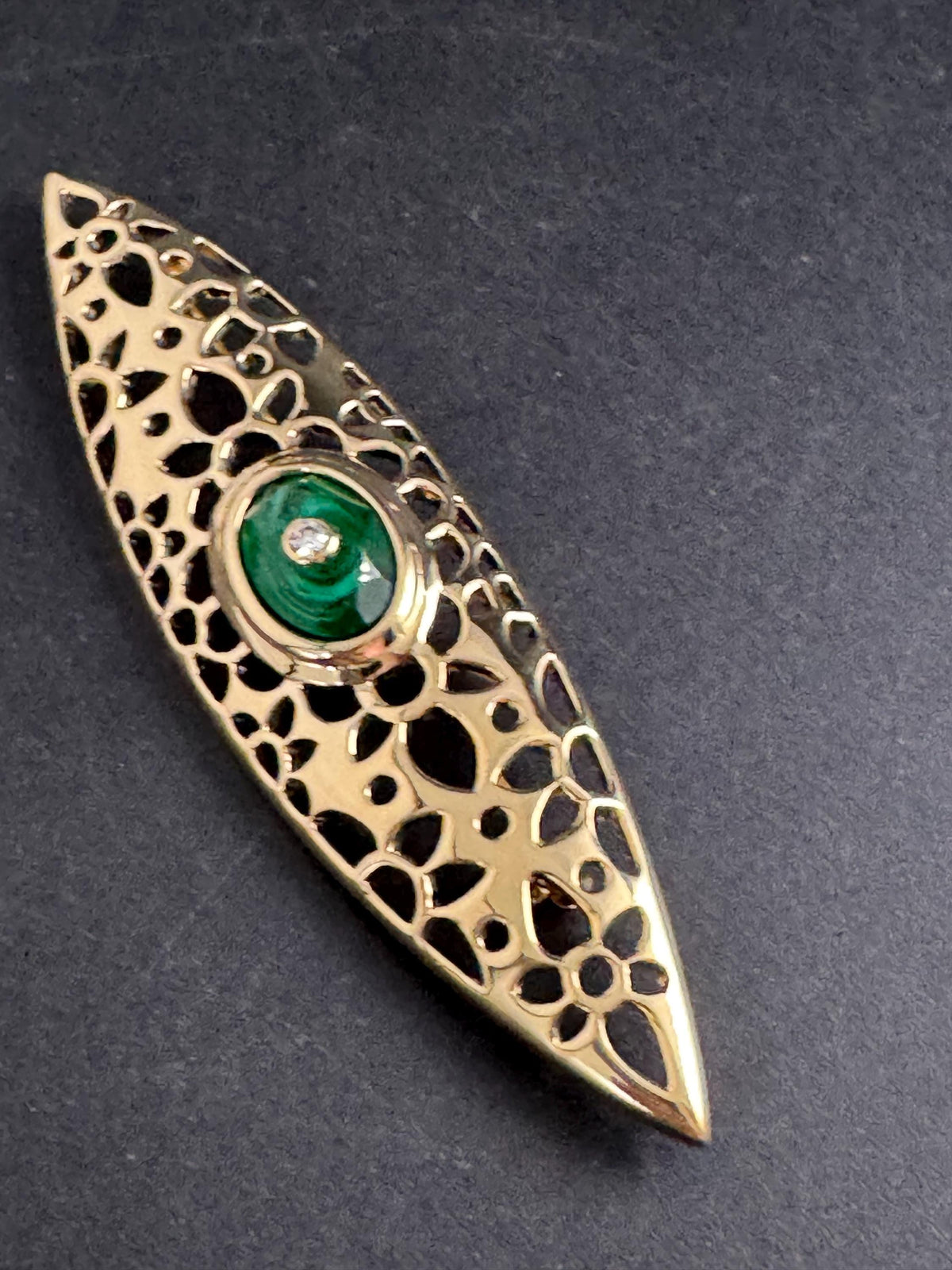 Vintage Grosse Brooch, 1980s Green Rhinestone German Designer Pin