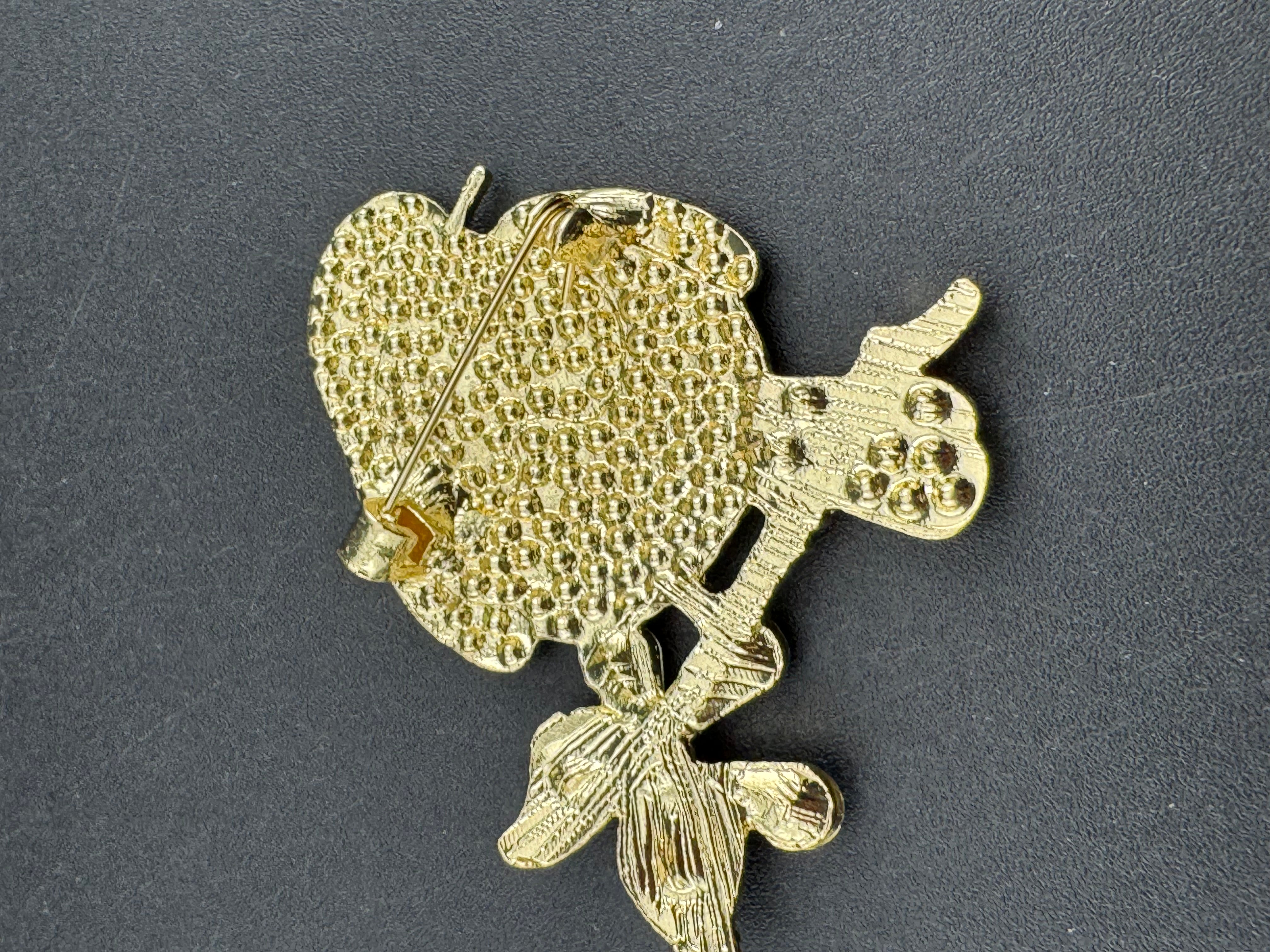 Diamanté Christmas robin brooch red brown crystals