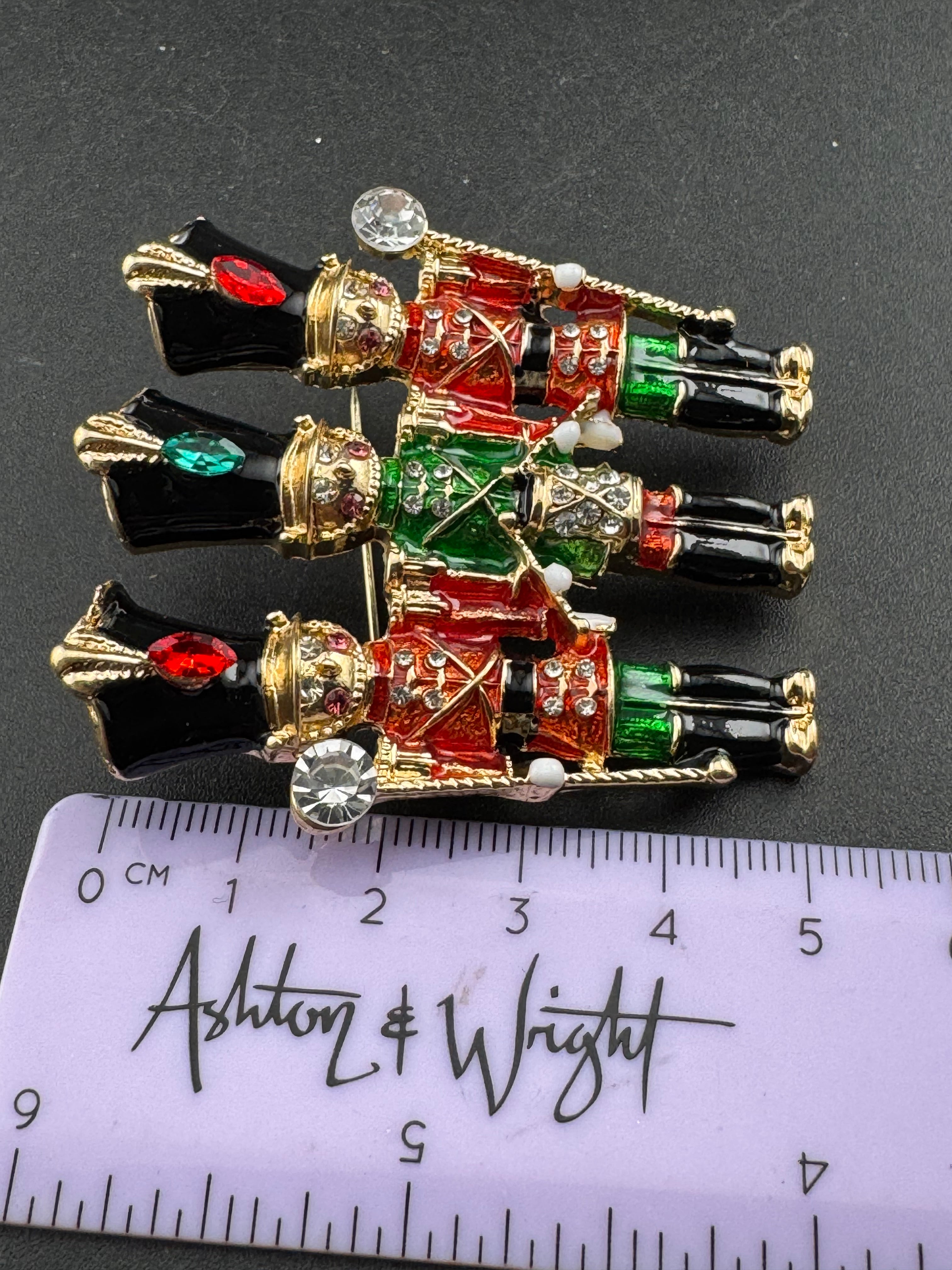 Enamel rhinestone Nutcracker men crystal christmas brooch