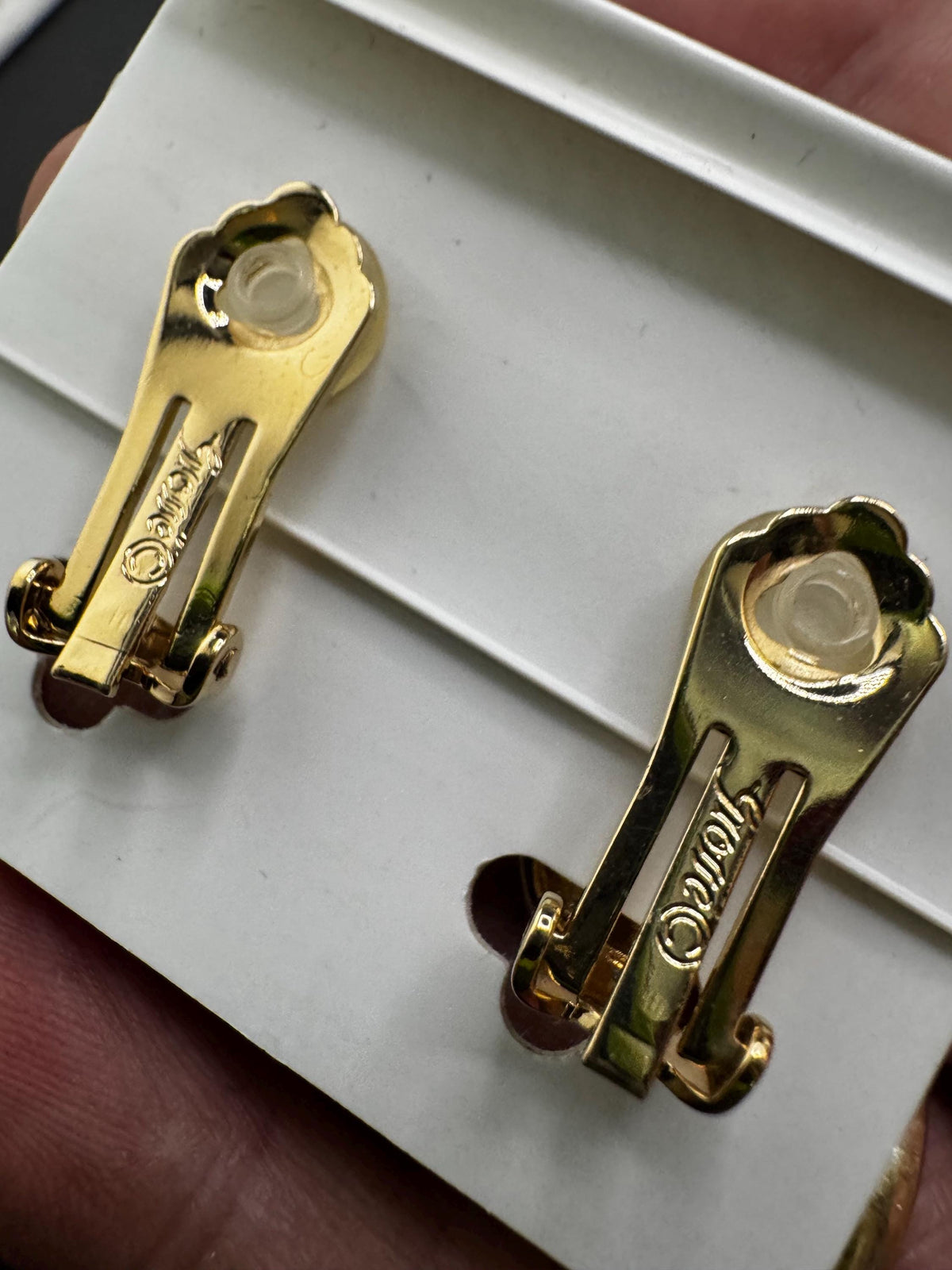 Vintage Grosse Earrings, Clear Rhinestone Clip-On, Gold Plated
