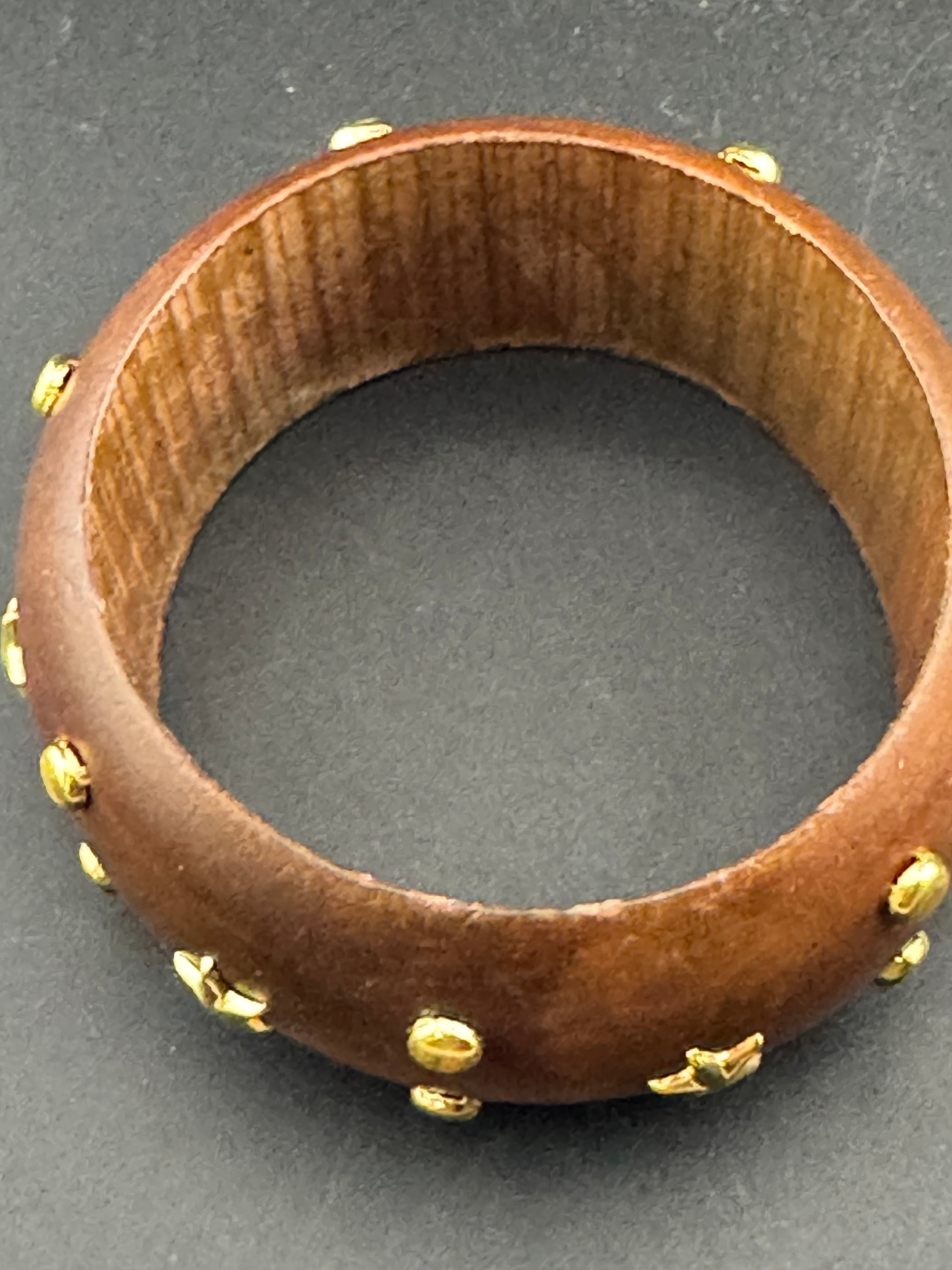 Oversized wide designed star and stud wooden bangle