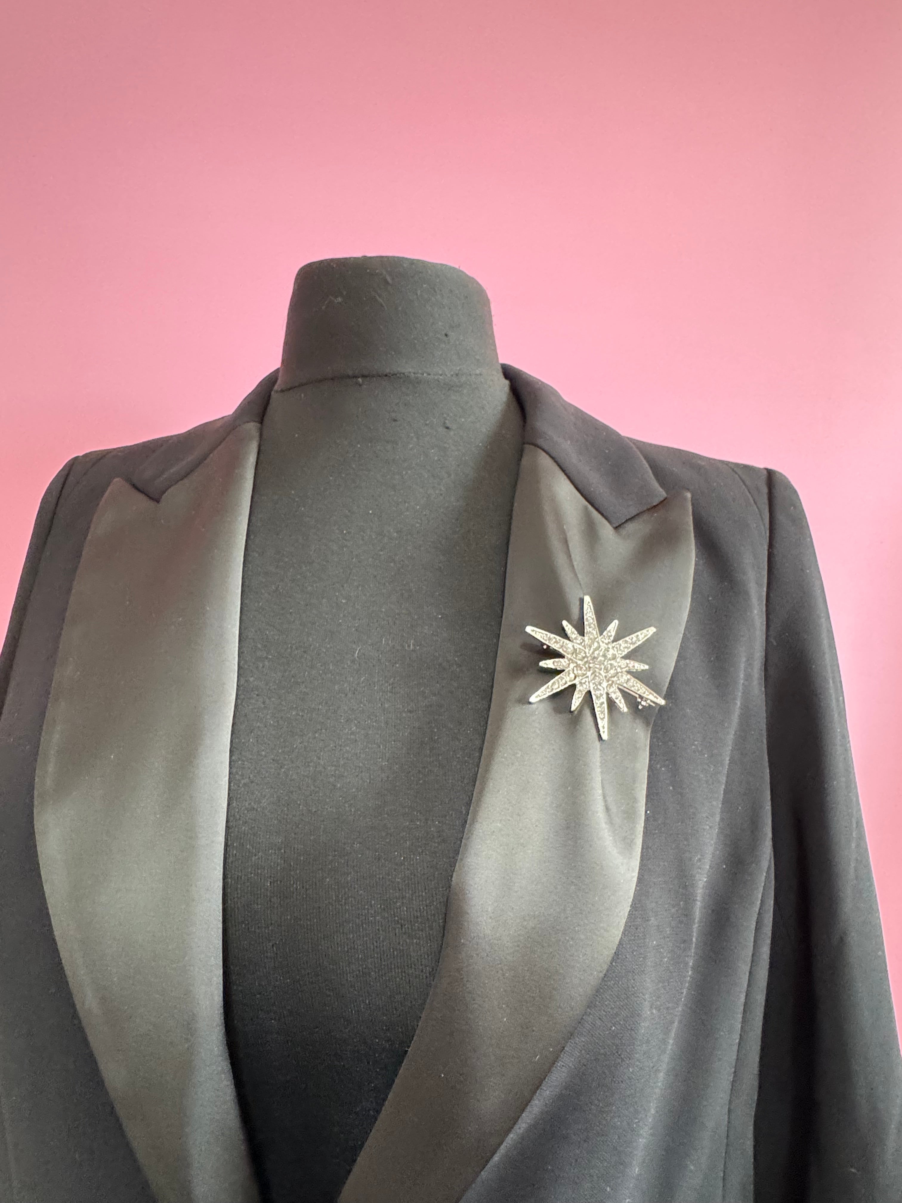 Large silver and clear diamanté combination star brooch and pendant