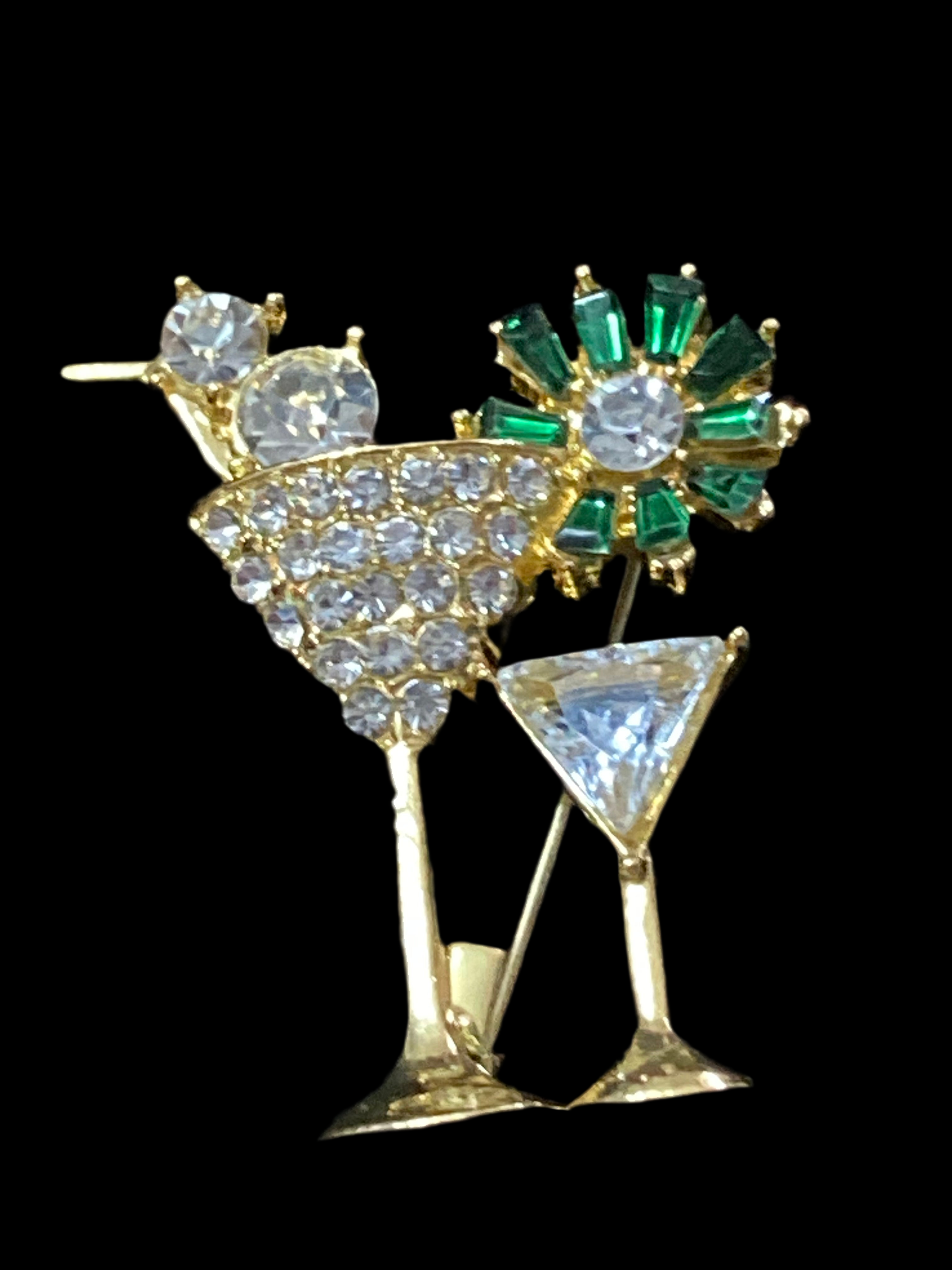 Champagne cocktail glass Crystal brooch