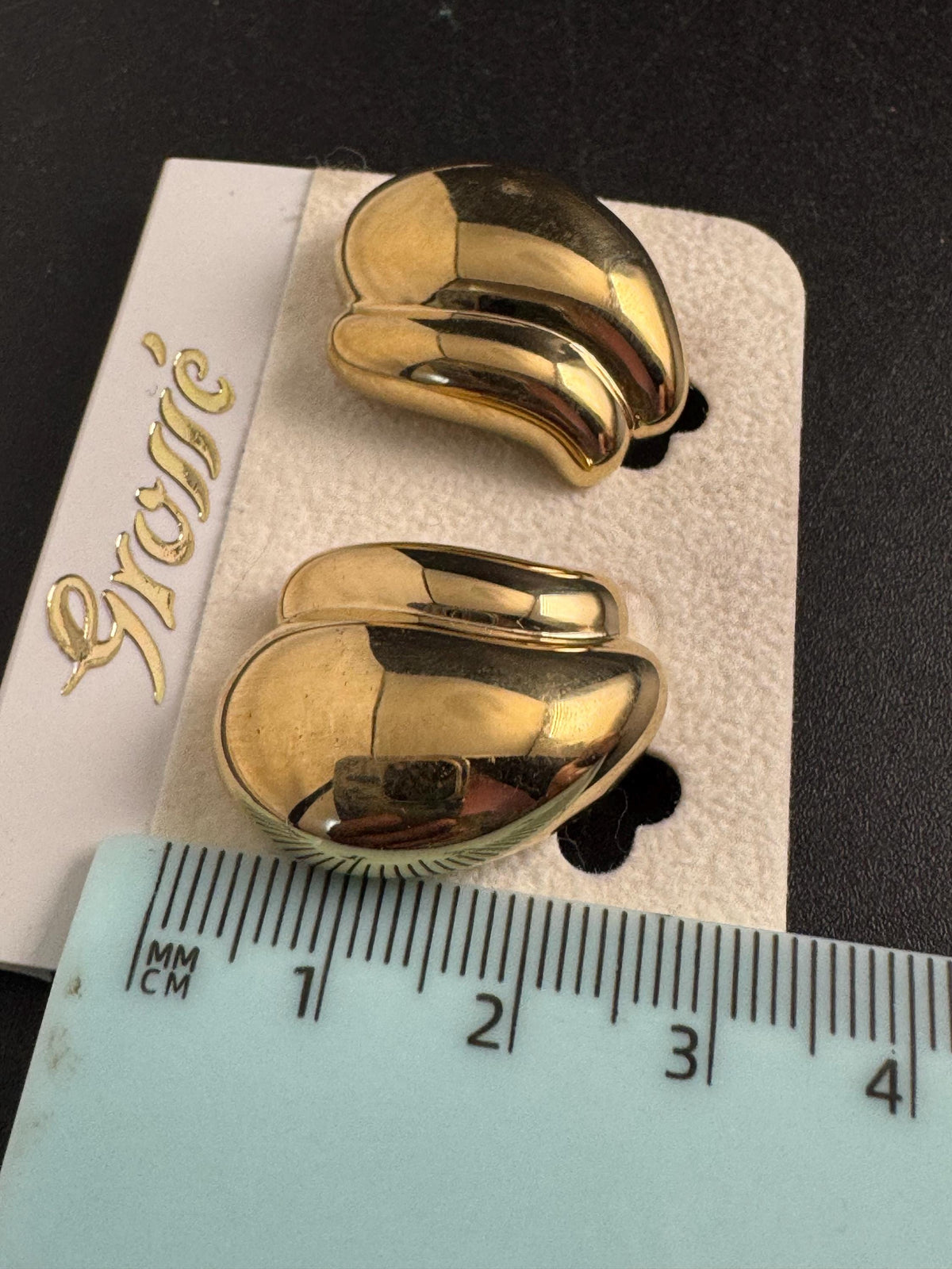 Vintage Grosse Earrings, Gold Clip-On, Signed Deadstock, Germany