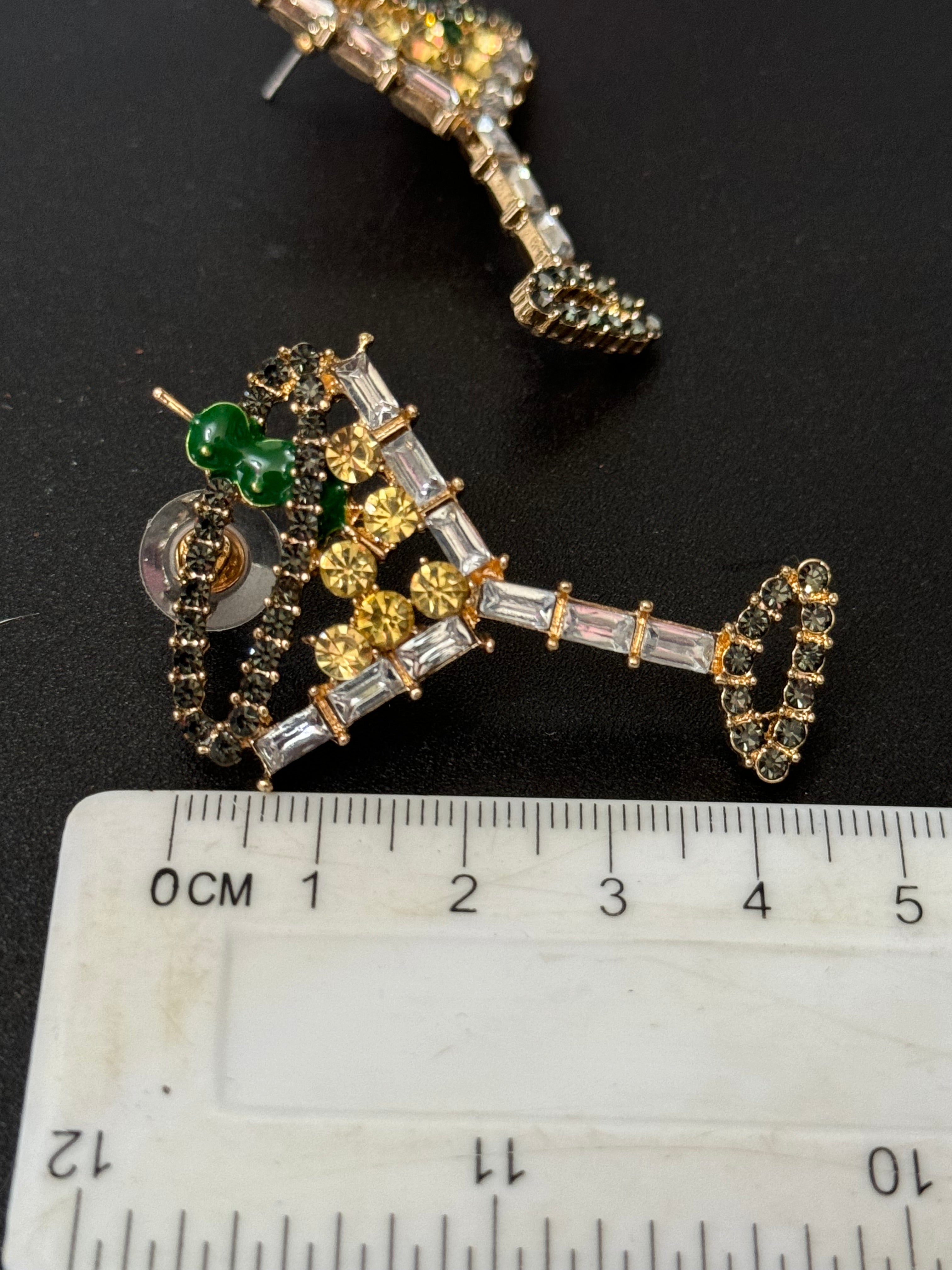 Novelty oversized diamanté crystal gin champagne cocktail earrings
