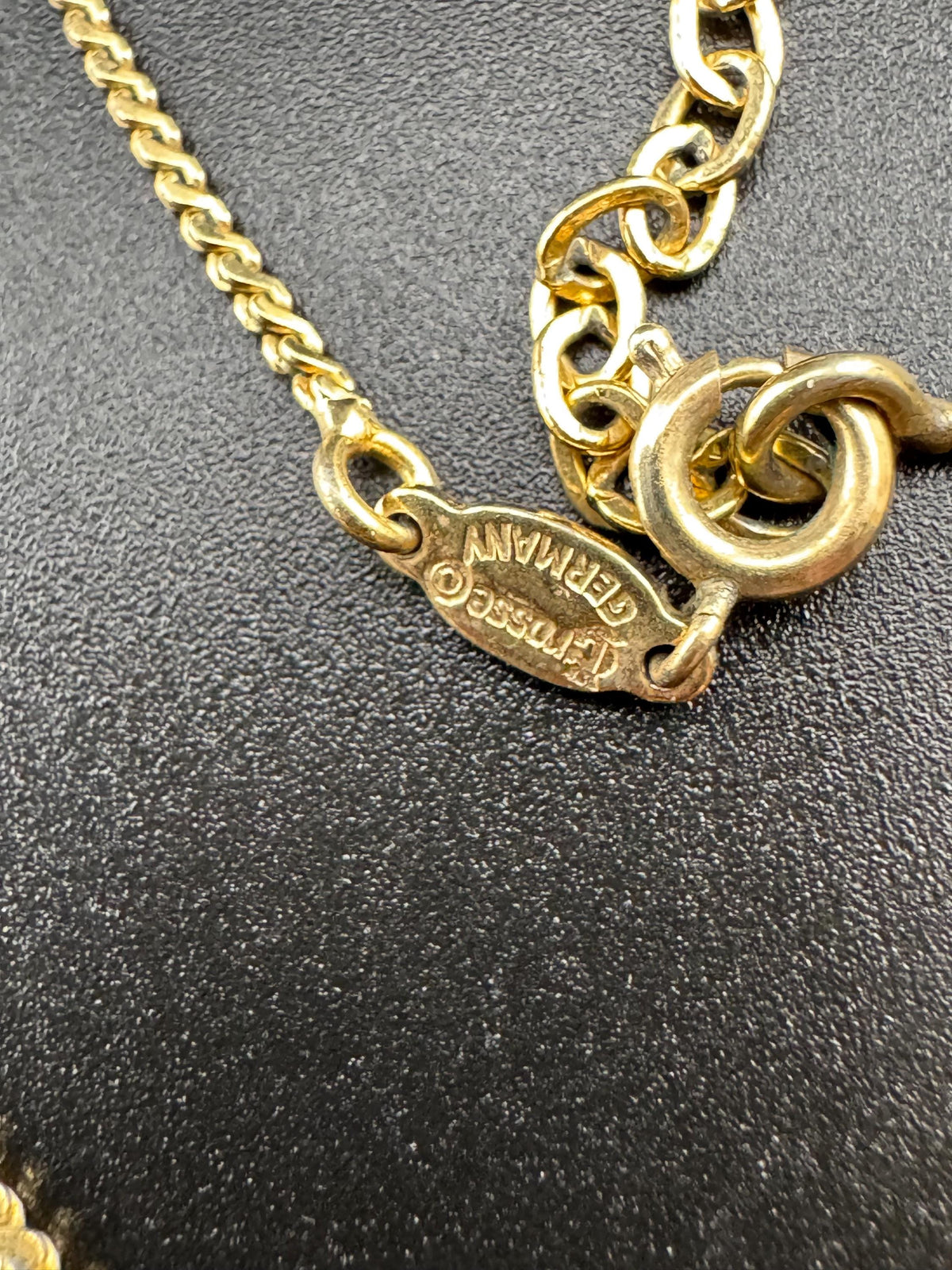 Grosse Flower Necklace, Gold Plated Rhinestone Pendant, 39-43 Cm