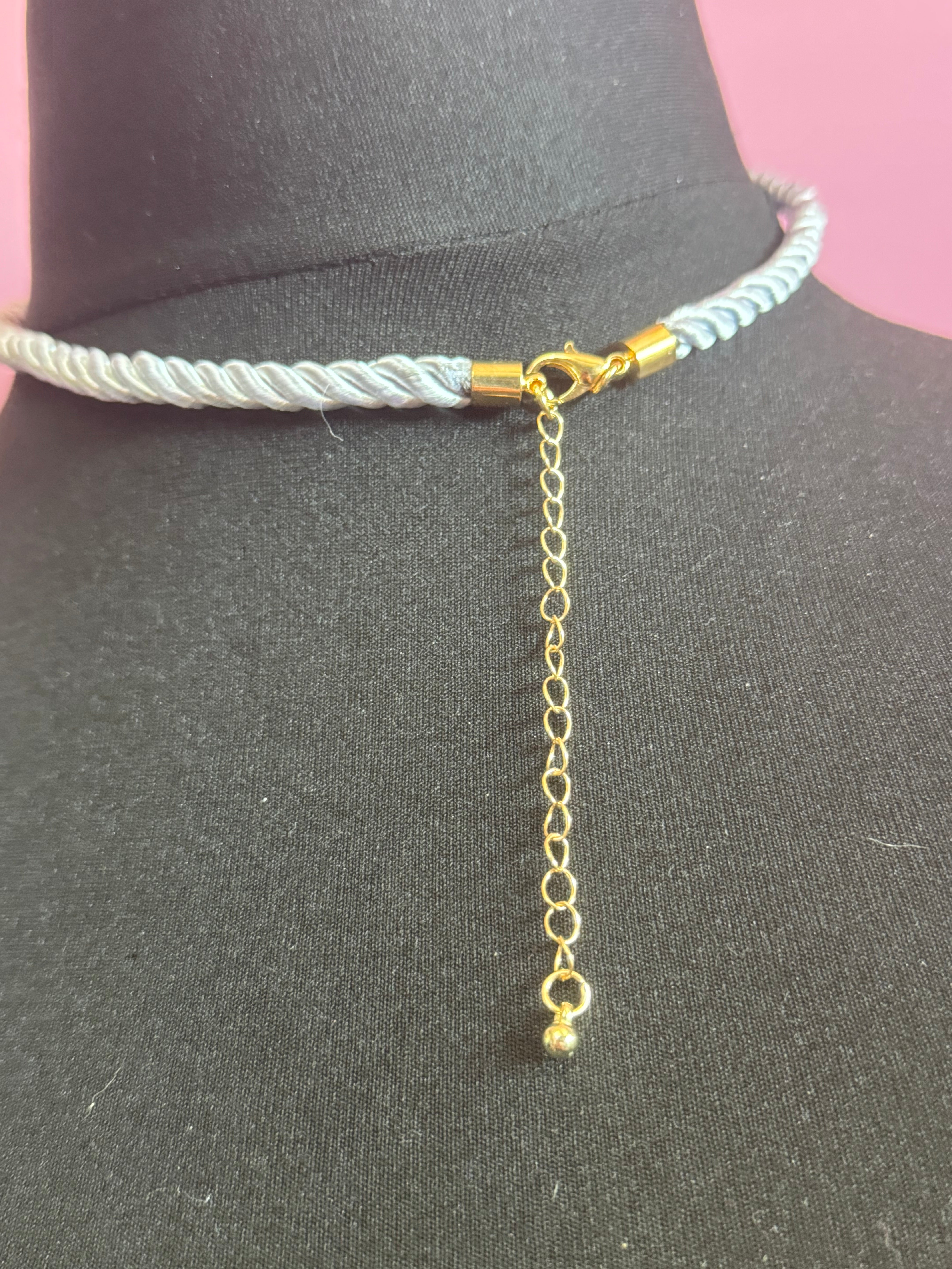 Big gold tone starfish nautical shell necklace on white cord