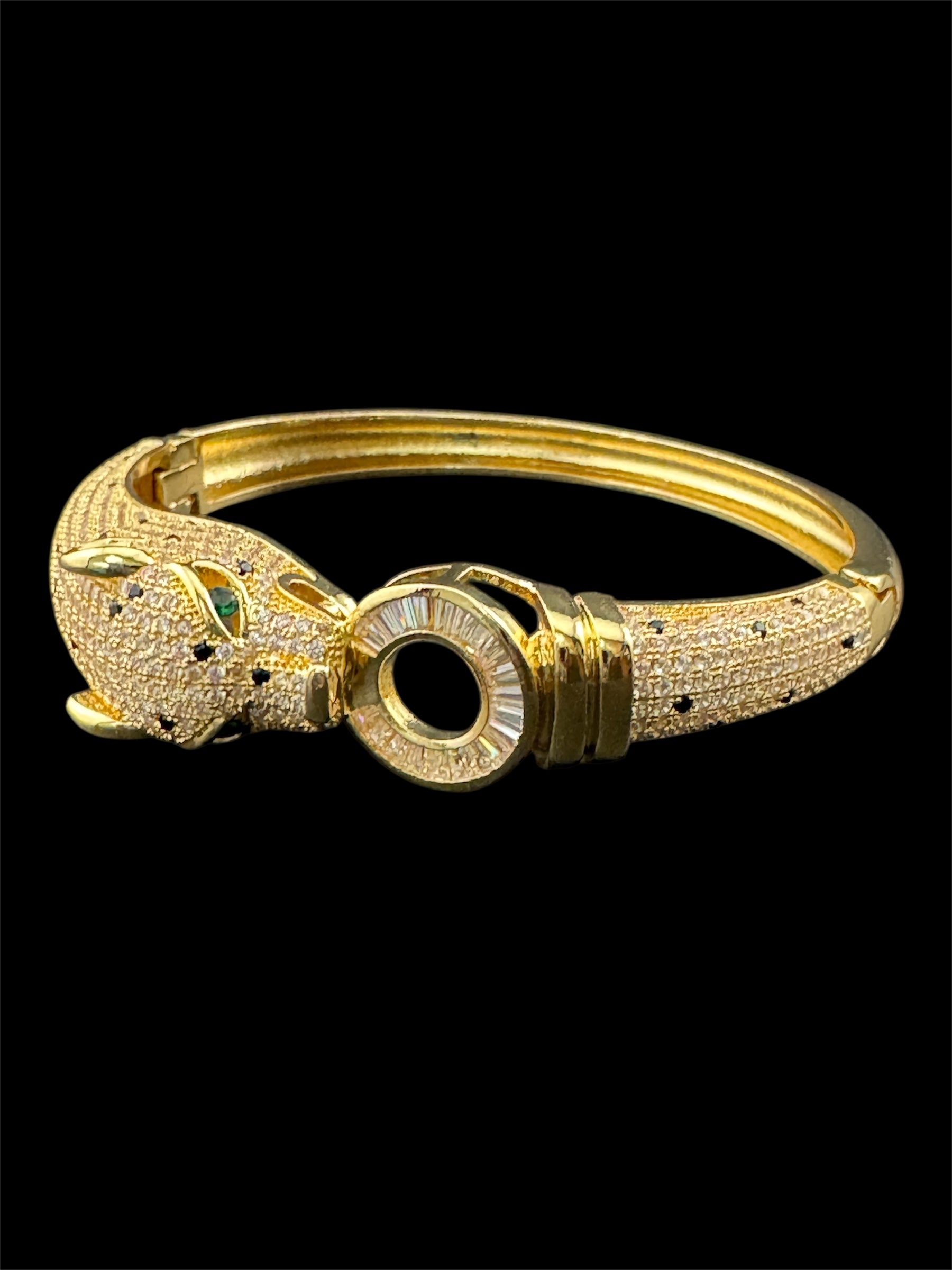 Classic big cat gold baguette rhinestone Crystal Leopard clamper Bangle Animal Bracelets