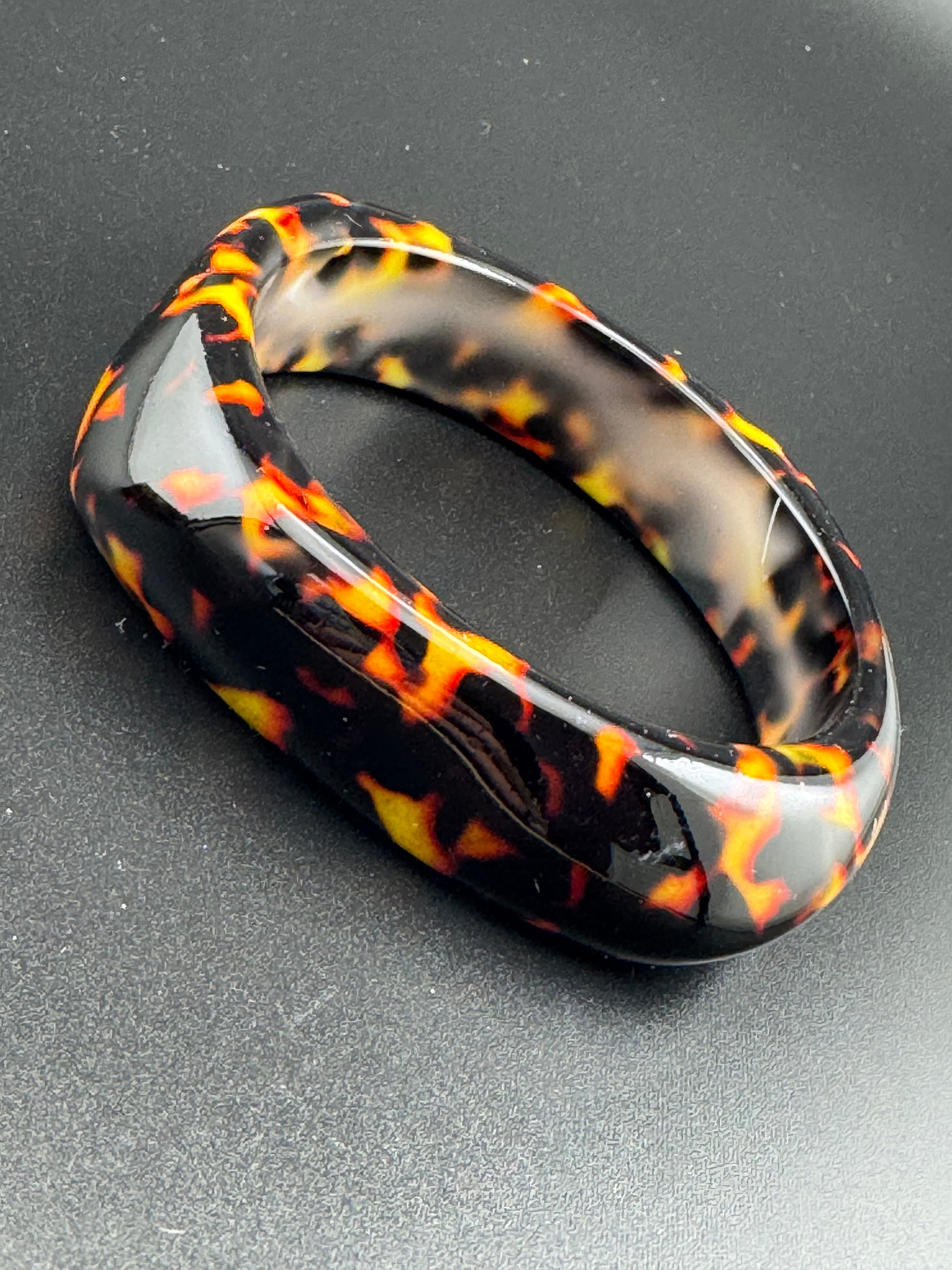 Wide acrylic brown faux tortoiseshell bangle bracelet, leopard print abstract geometric