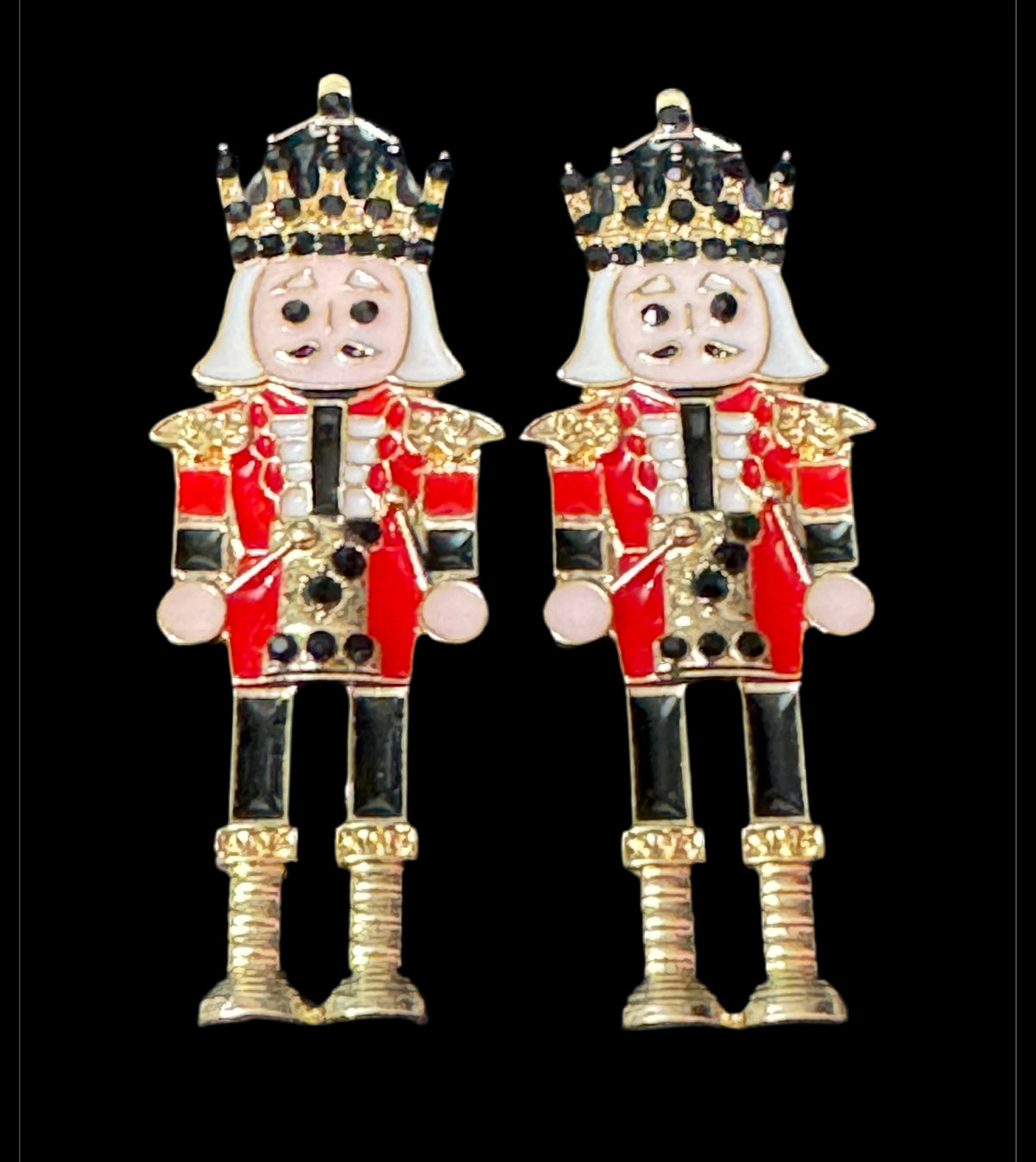Christmas nutcracker man earrings, red enamel soldier earrings for pierced ears, festive jewellery