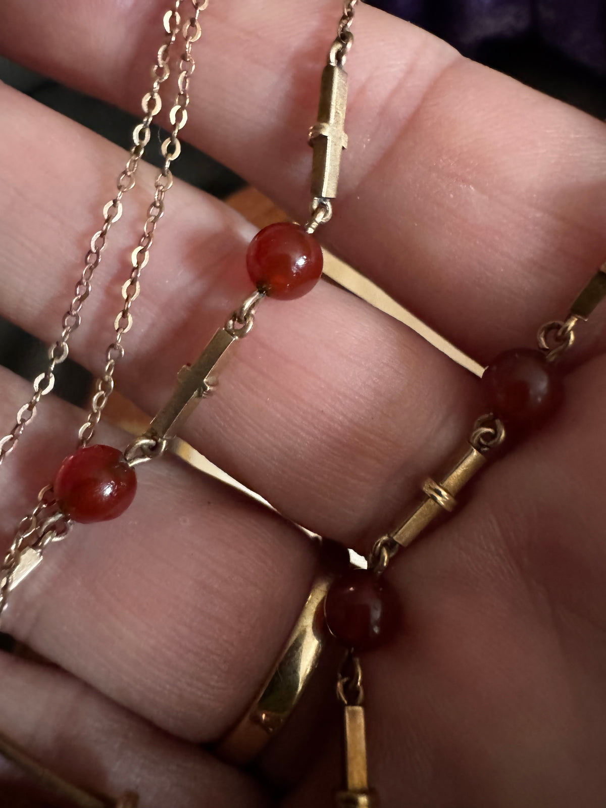 Antique 11-12 carat gold carnelian necklace