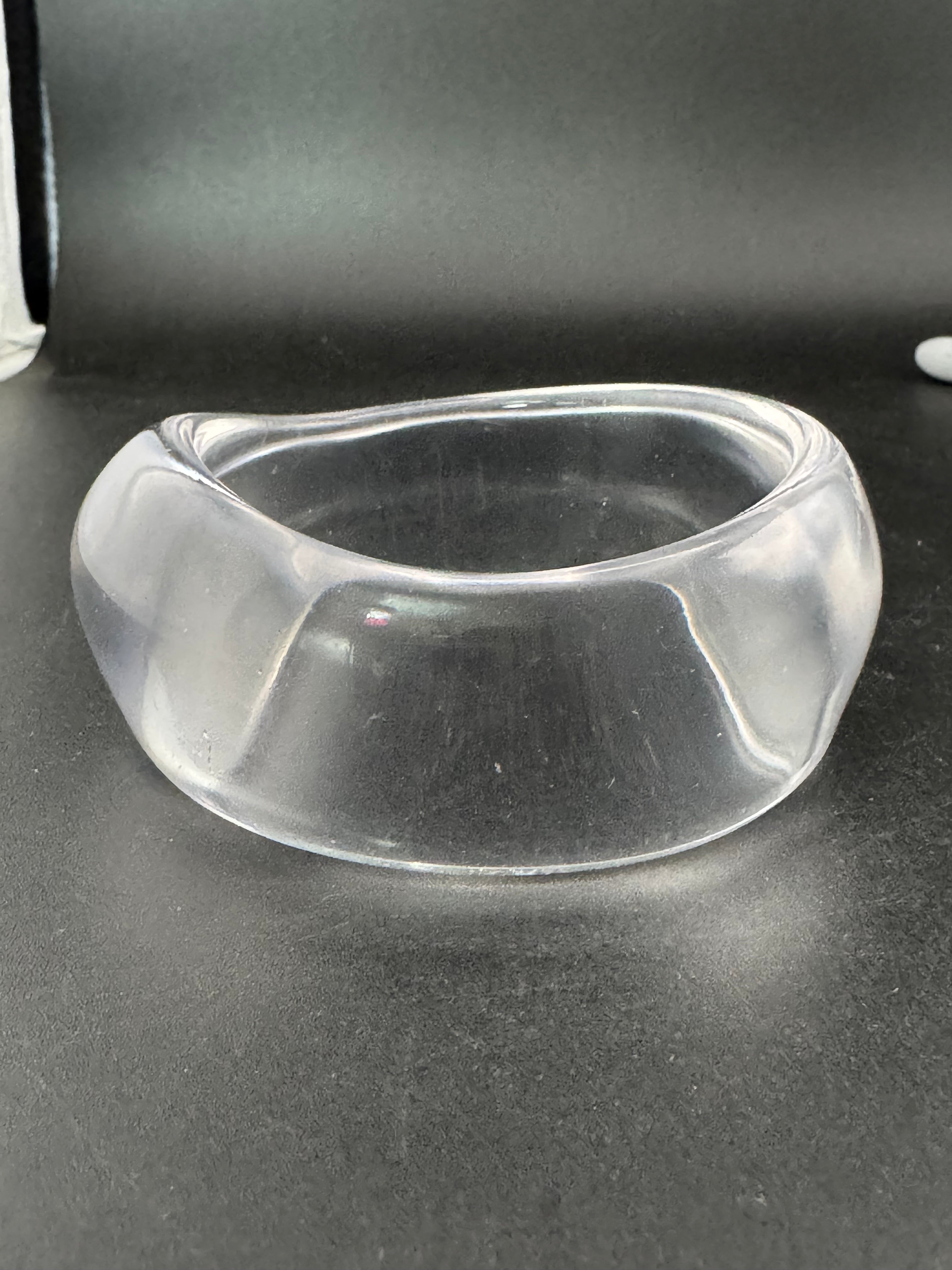 Chunky clear acrylic abstract wide bangle