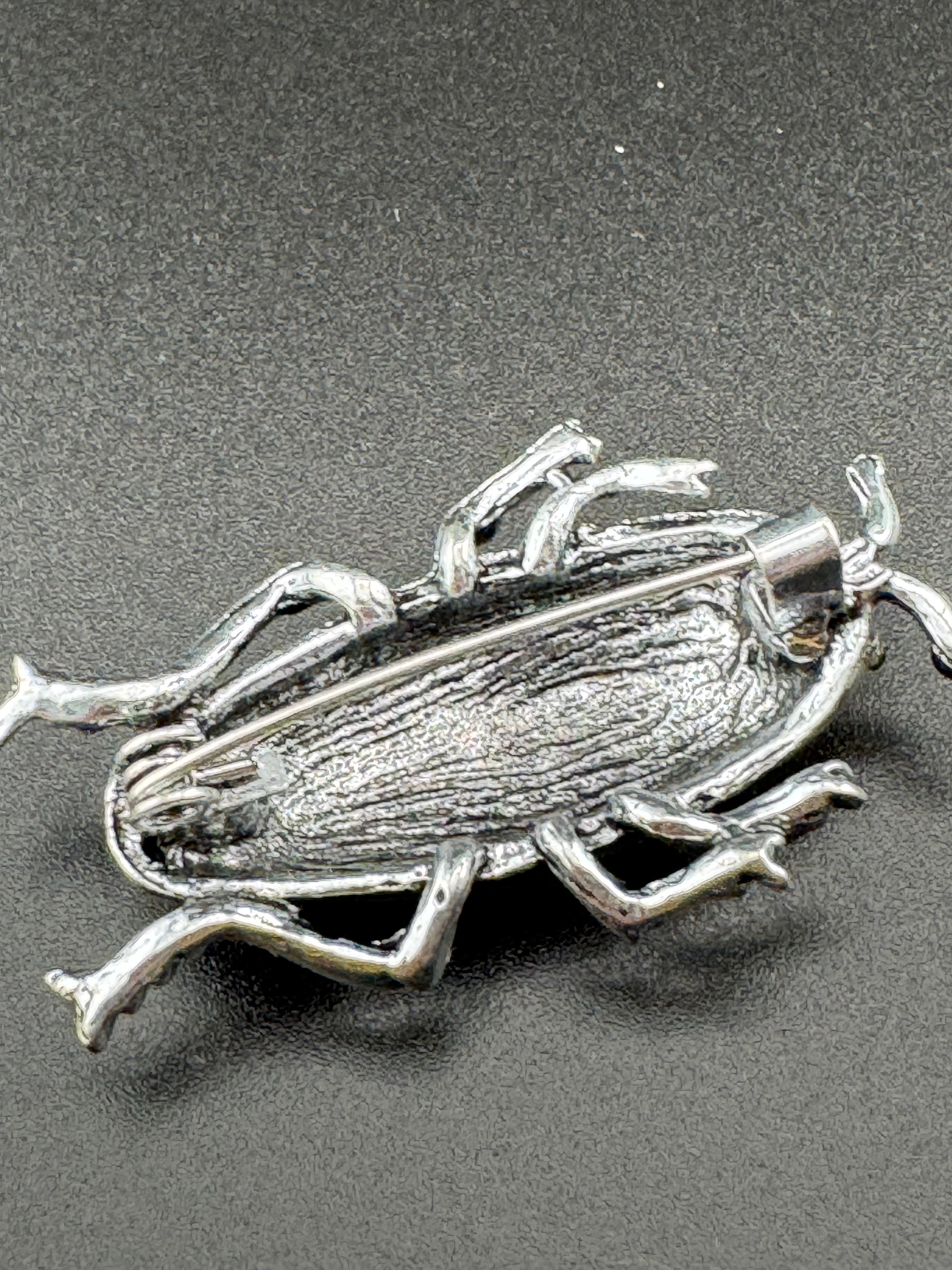 Marcasite beetle brooch, Bronze gold metallic enamel , new bug brooch