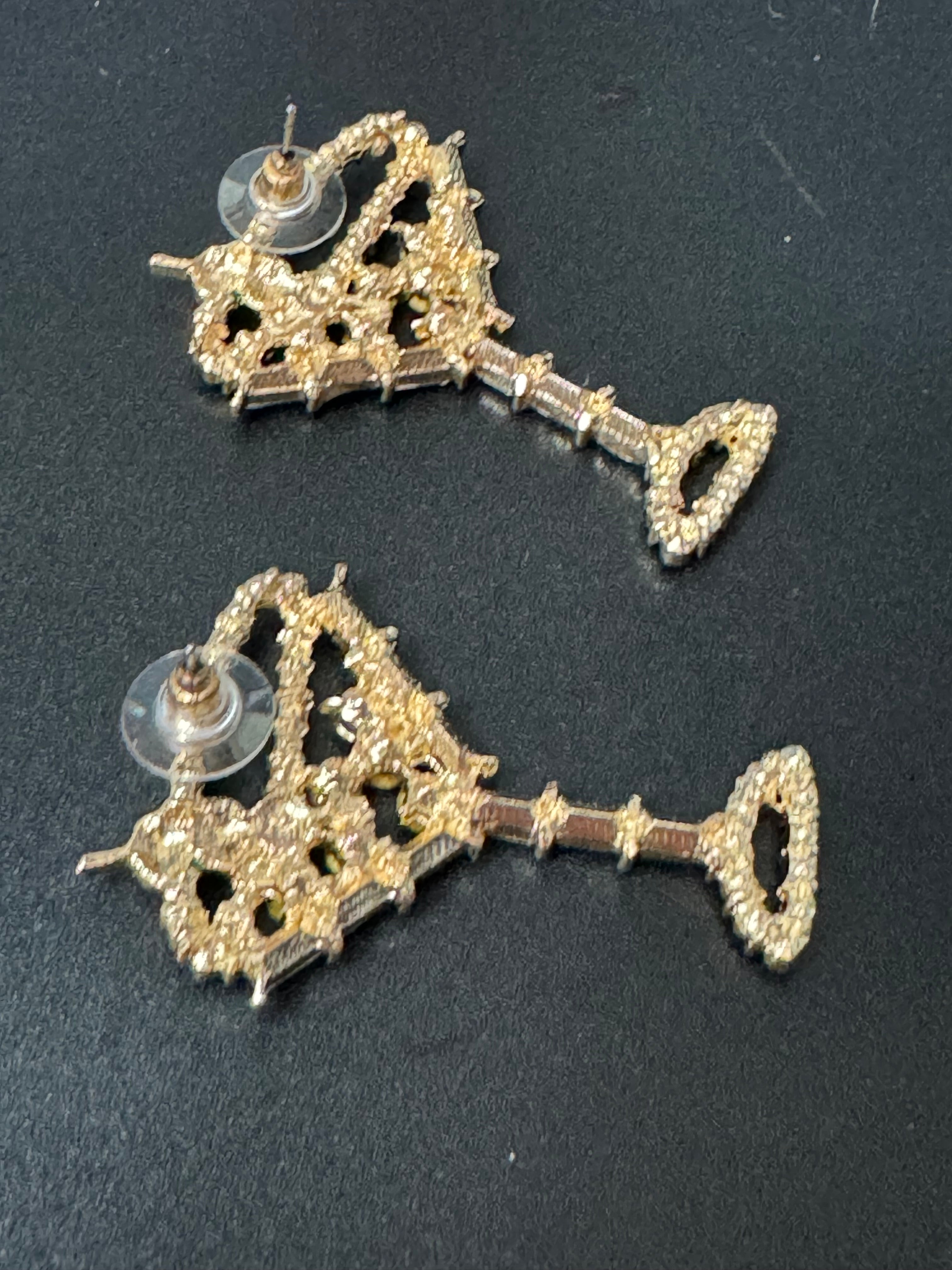 Novelty oversized diamanté crystal gin champagne cocktail earrings