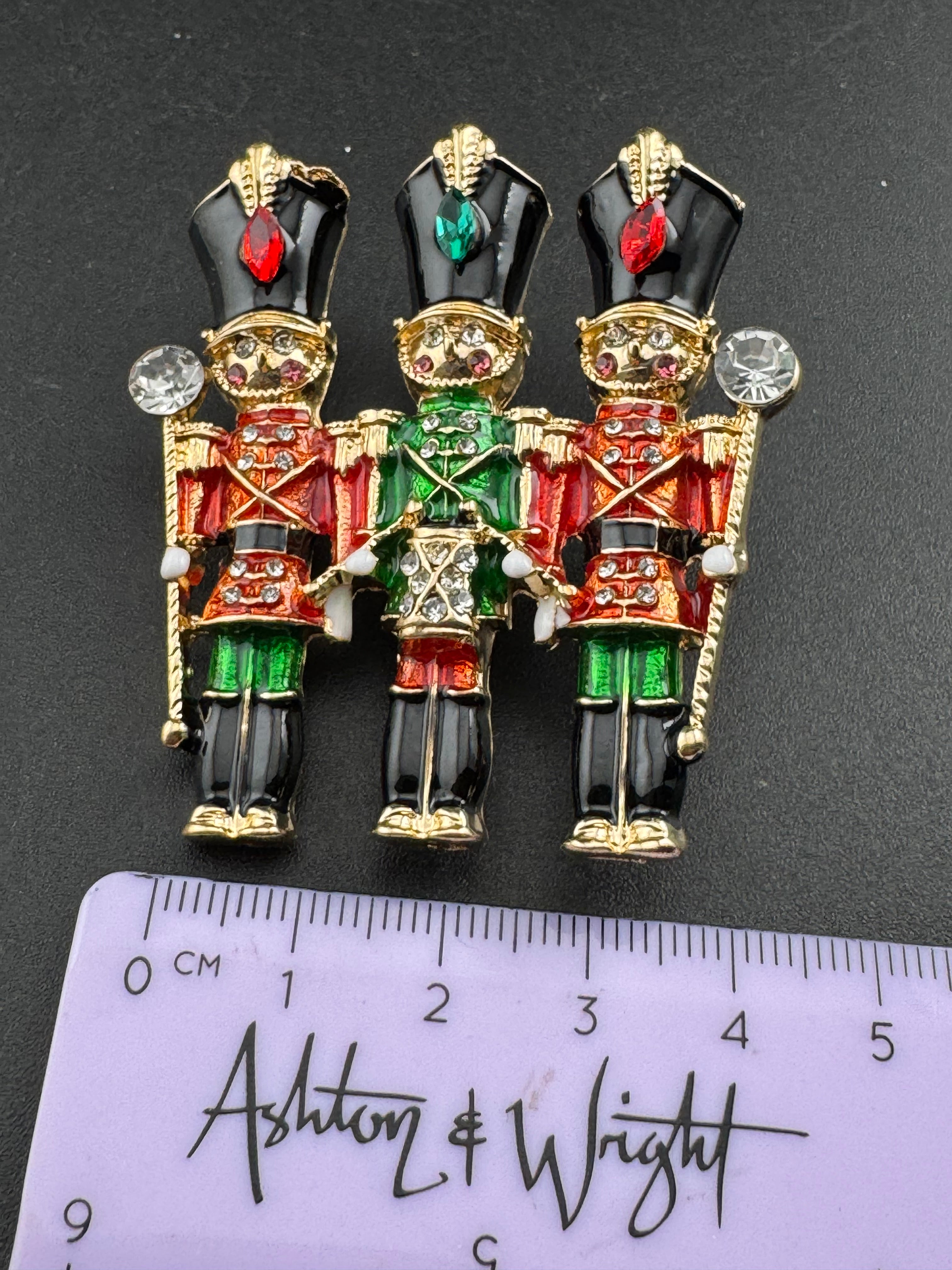 Enamel rhinestone Nutcracker men crystal christmas brooch