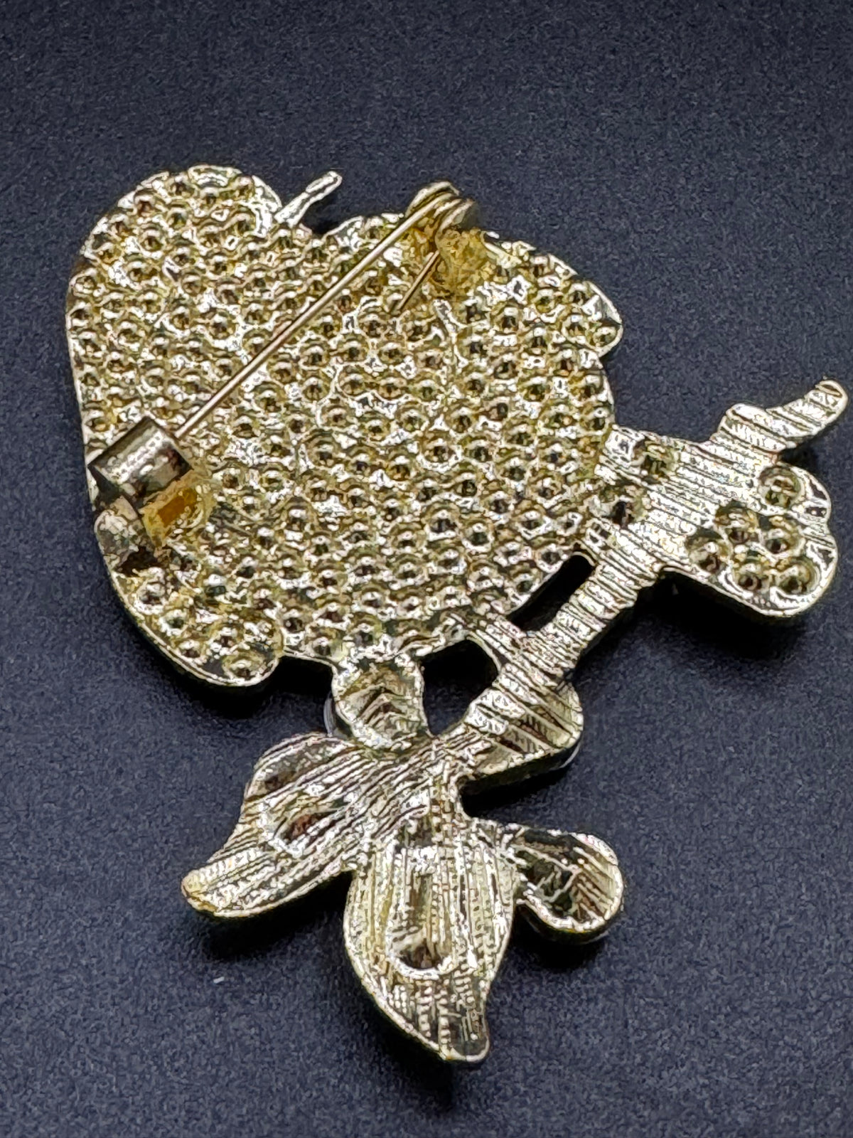 Rhinestone Christmas Robin brooch, brown clear and red crystal, festive jewellery