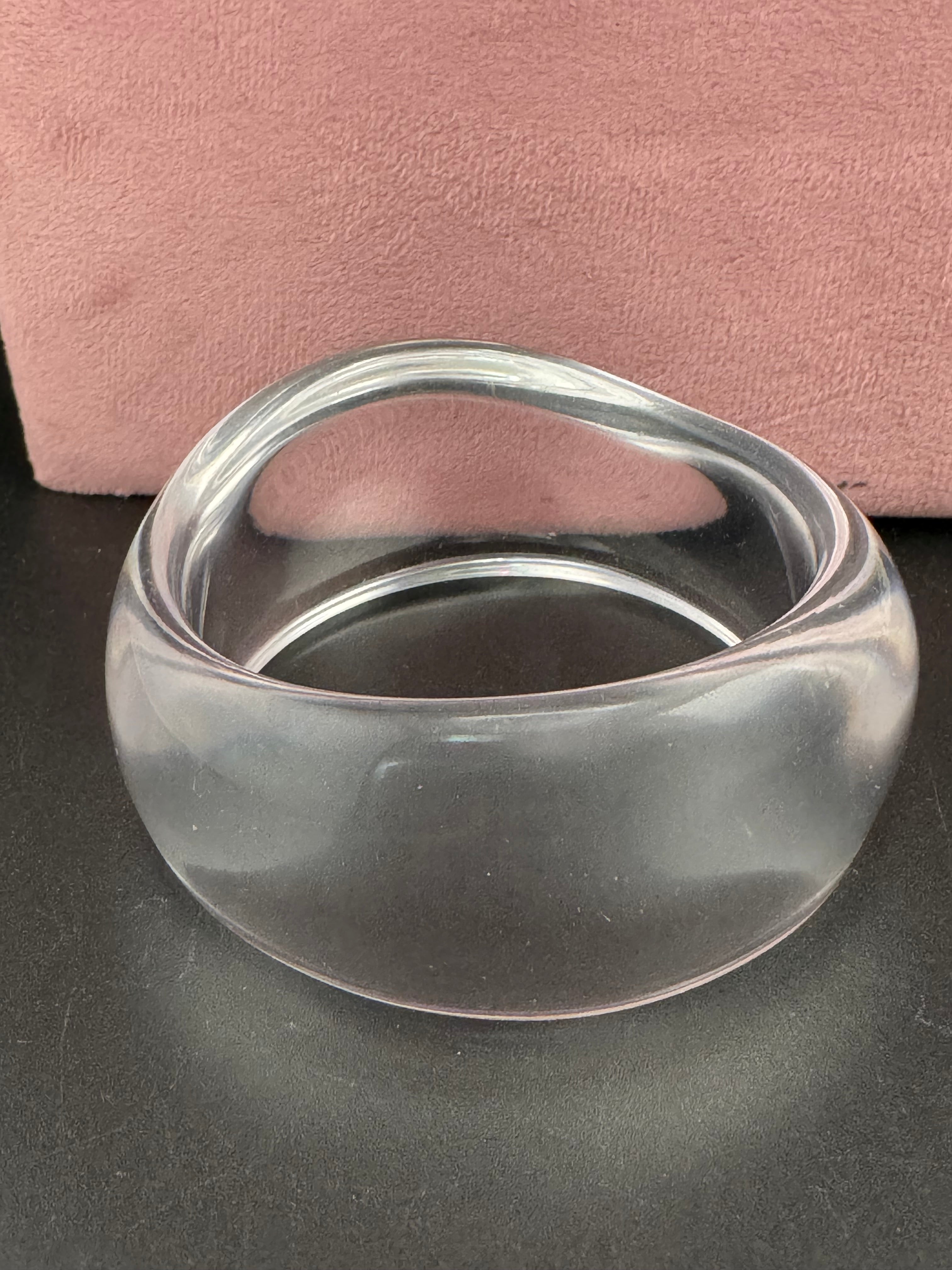 Chunky clear acrylic abstract wide bangle