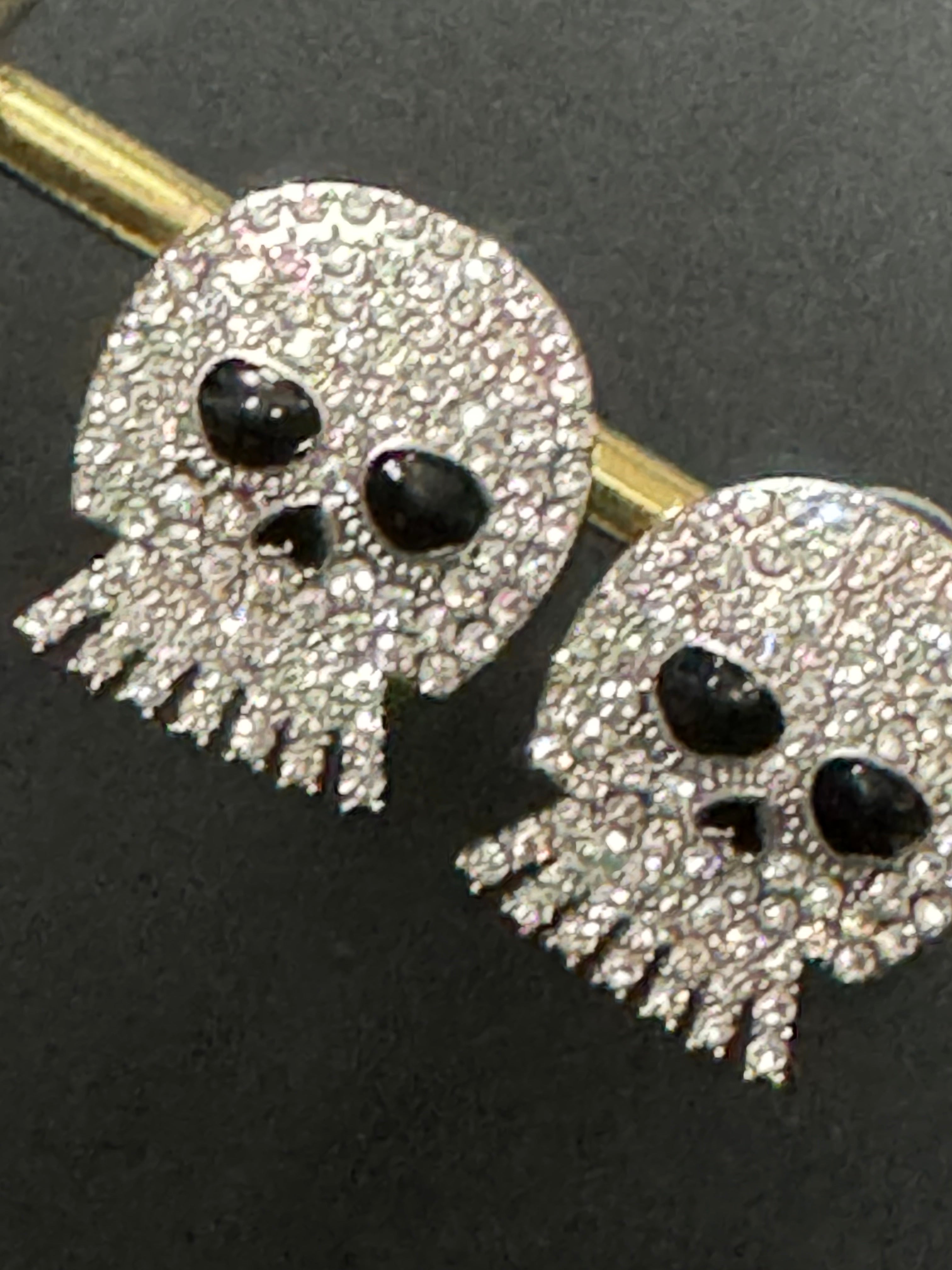 Spooky crystal diamanté skeleton skull earrings for Halloween