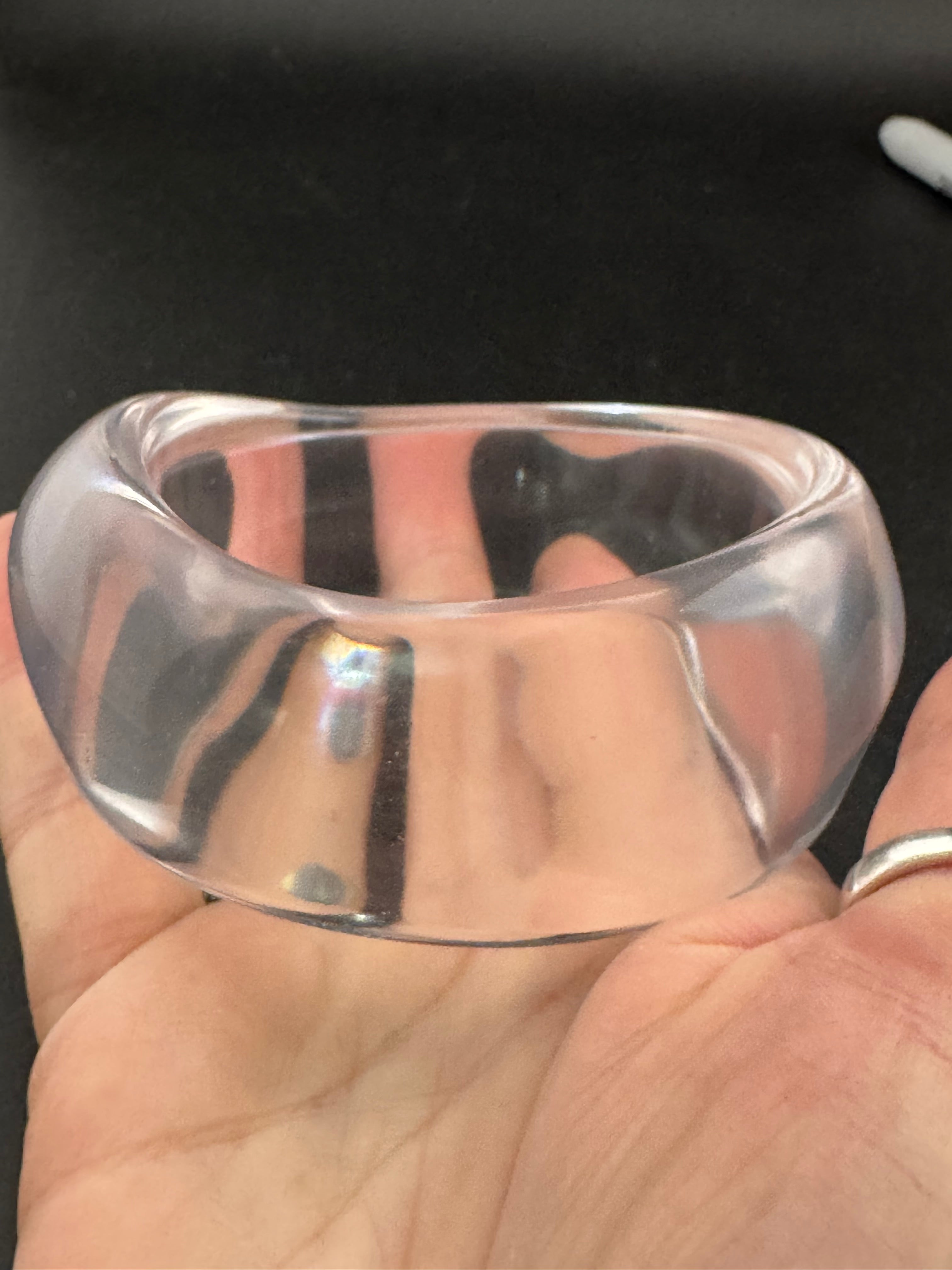 Chunky clear acrylic abstract wide bangle