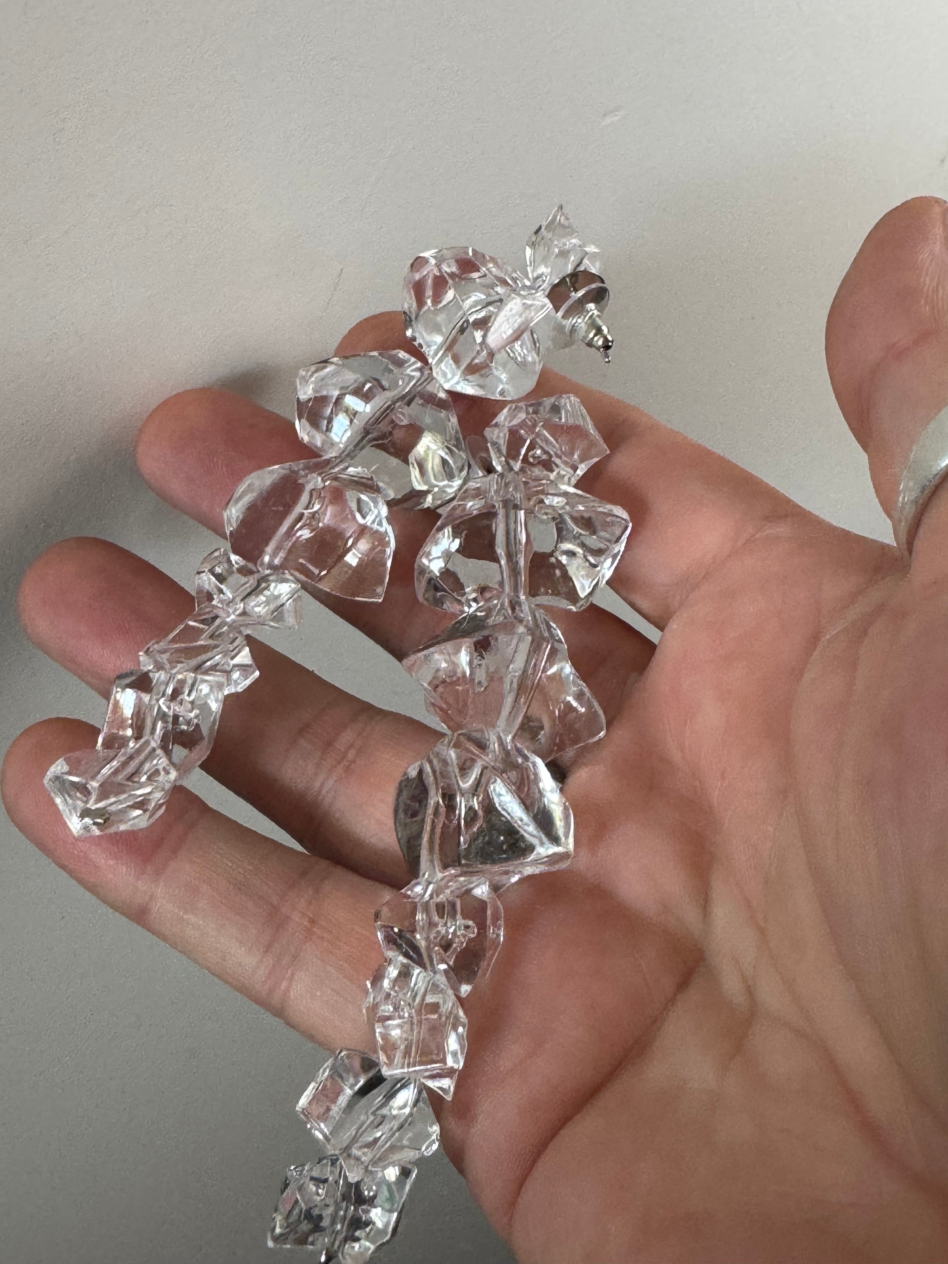Crystal ice long drop glacier earrings