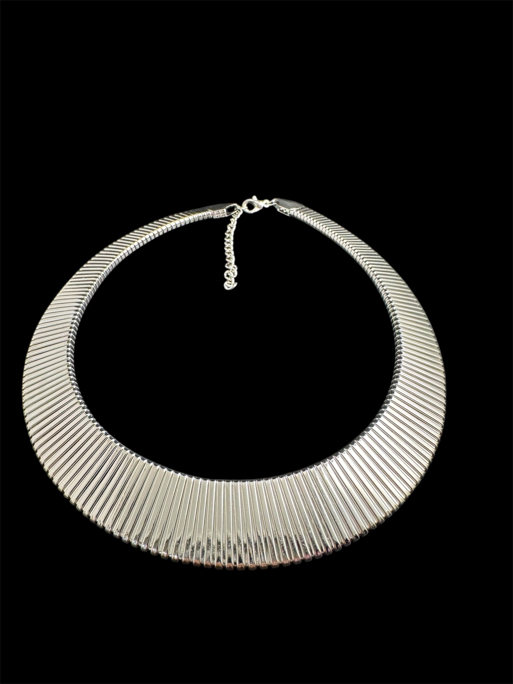Silver wide omega choker necklace, classic fashion necklace